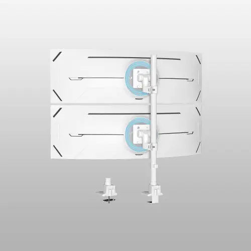 Dual Monitor-Arm Heavy Duty Ultrawide - 24-57 inch Vertical Dual Monitor Mount, Adjustable Stacked Double Monitor Desk Mount Stand, Max Load 59.4 lbs (per Screen), VESA 75/100 mm, White PUTORSEN