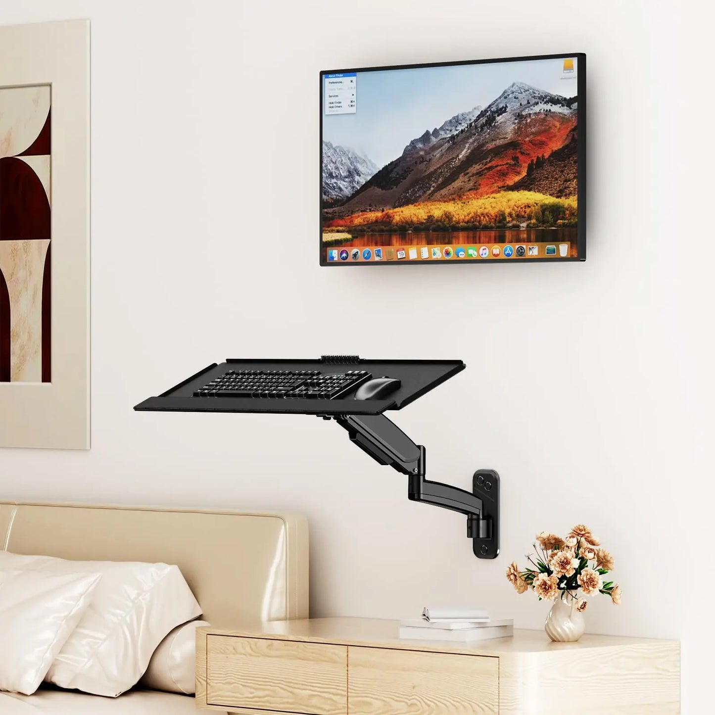 Keyboard Tray Wall Mount,Sit-Stand 26 Inch Keyboard and Mouse Stand, Black PUTORSEN