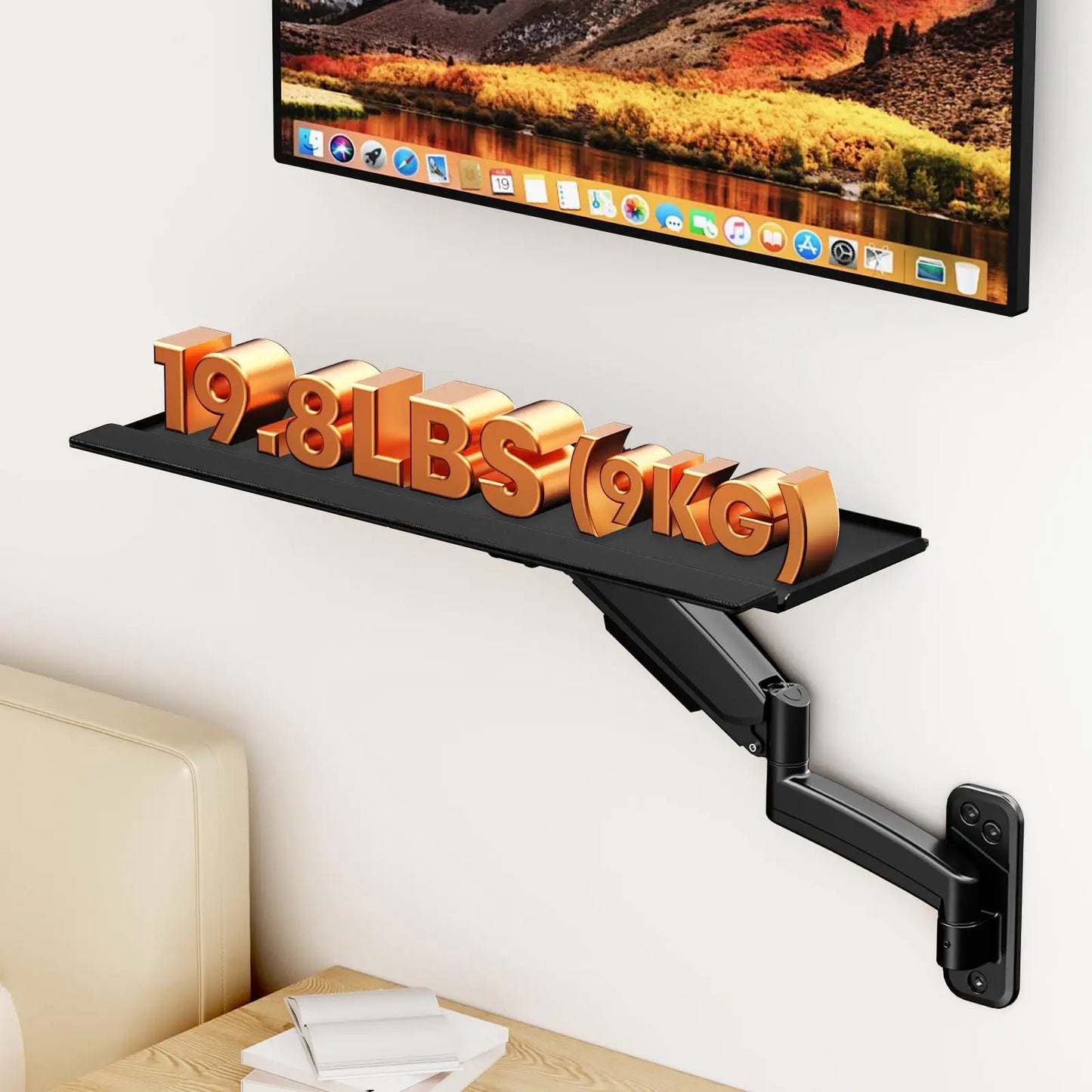 Keyboard Tray Wall Mount,Sit-Stand 26 Inch Keyboard and Mouse Stand, Black PUTORSEN