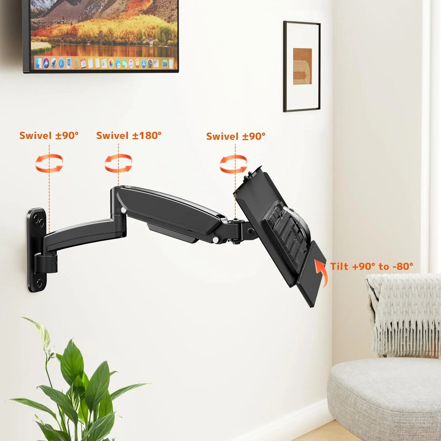 Keyboard Tray Wall Mount,Sit-Stand 26 Inch Keyboard and Mouse Stand, Black PUTORSEN