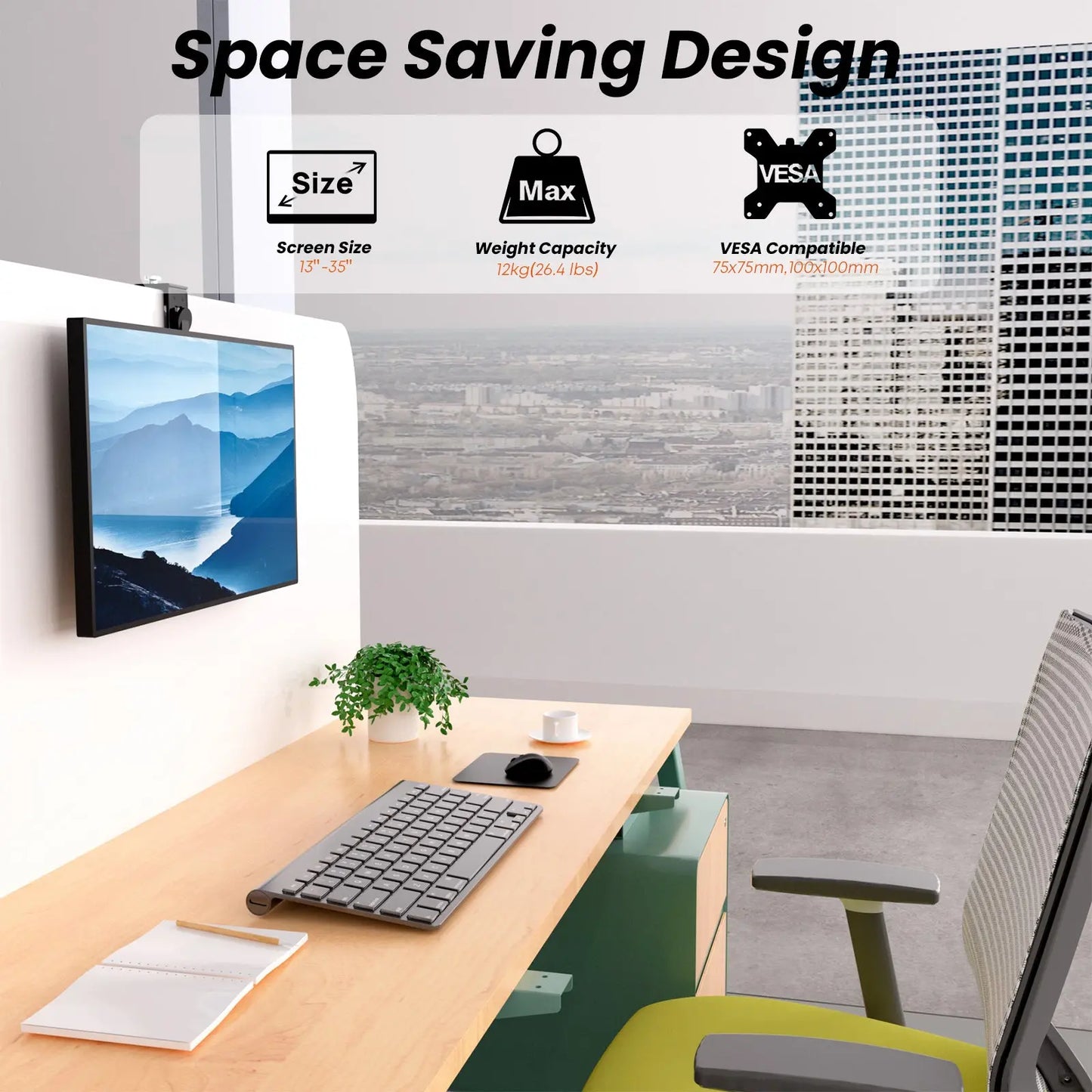PUTORSEN 13-35" Office Cubicle monitor mount, height-adjustable VESA mount PUTORSEN