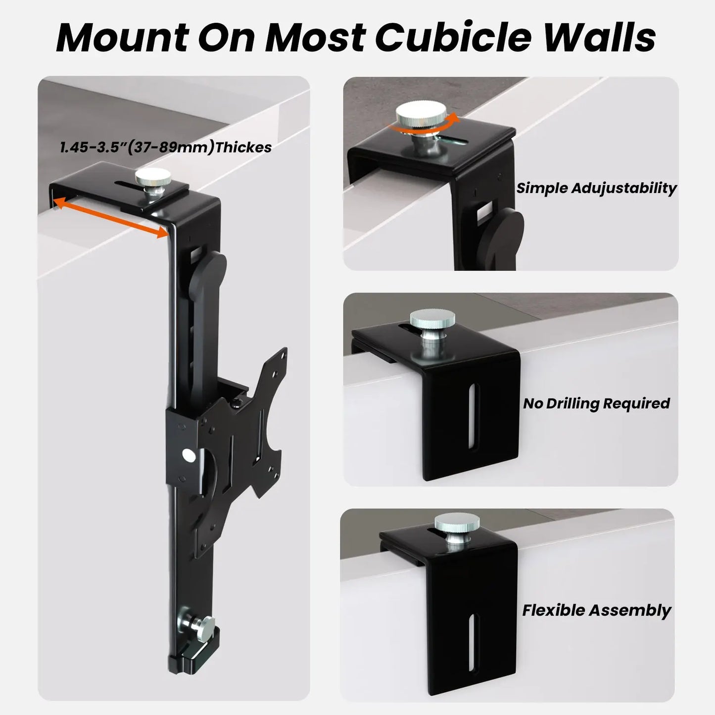 PUTORSEN 13-35" Office Cubicle monitor mount, height-adjustable VESA mount PUTORSEN