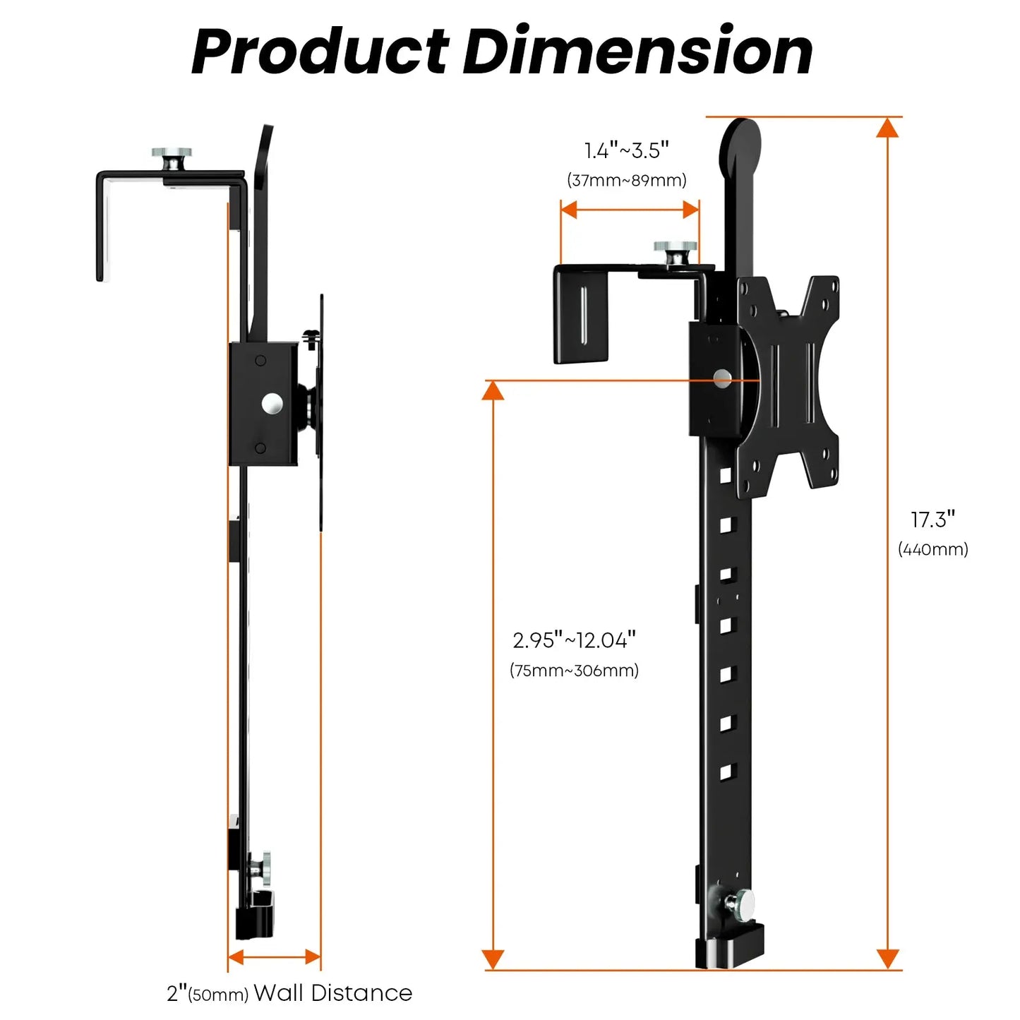PUTORSEN 13-35" Office Cubicle monitor mount, height-adjustable VESA mount PUTORSEN