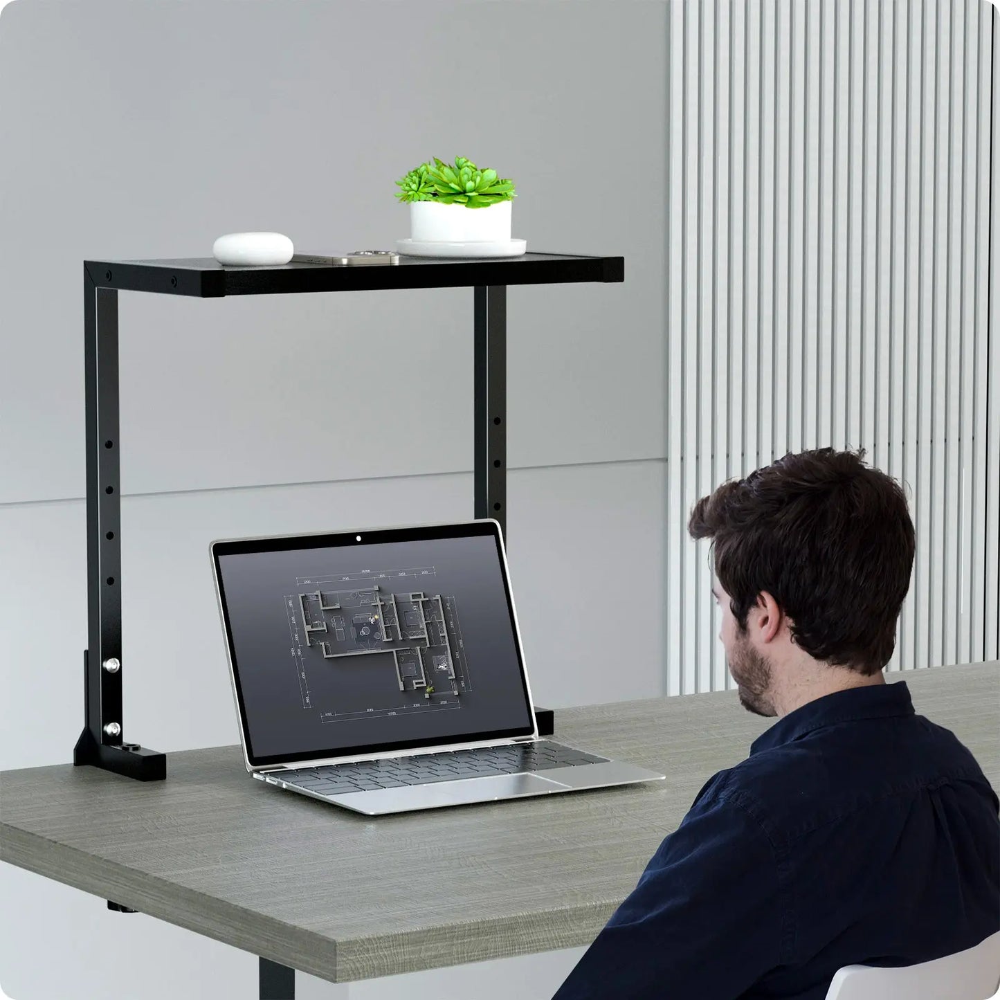 PUTORSEN 15 inch Clamp on Desk Shelf, 2 Tier Shelving Unit Above or Below Desk PUTORSEN