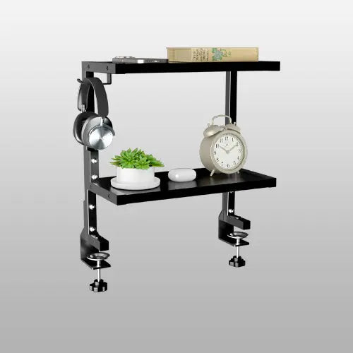 PUTORSEN 15 inch Clamp on Desk Shelf, 2 Tier Shelving Unit Above or Below Desk PUTORSEN