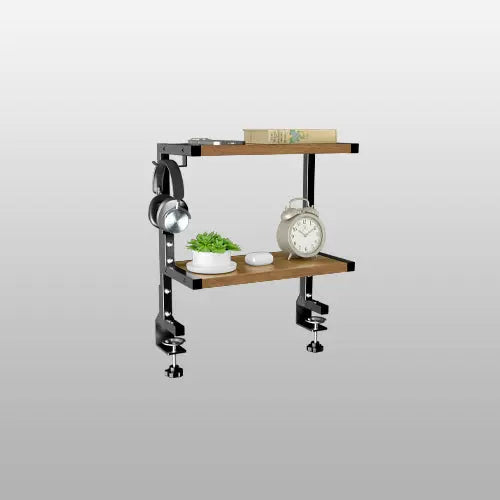 PUTORSEN 15 inch Clamp on Desk Shelf, 2 Tier Shelving Unit Above or Below Desk PUTORSEN