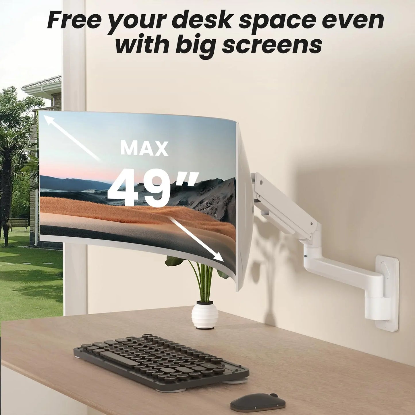 PUTORSEN 17-49 inch Premium Ultrawide Monitor Wall Mount, Heavy Duty Single Wall Mount Monitor Arm up to 44lbs PUTORSEN