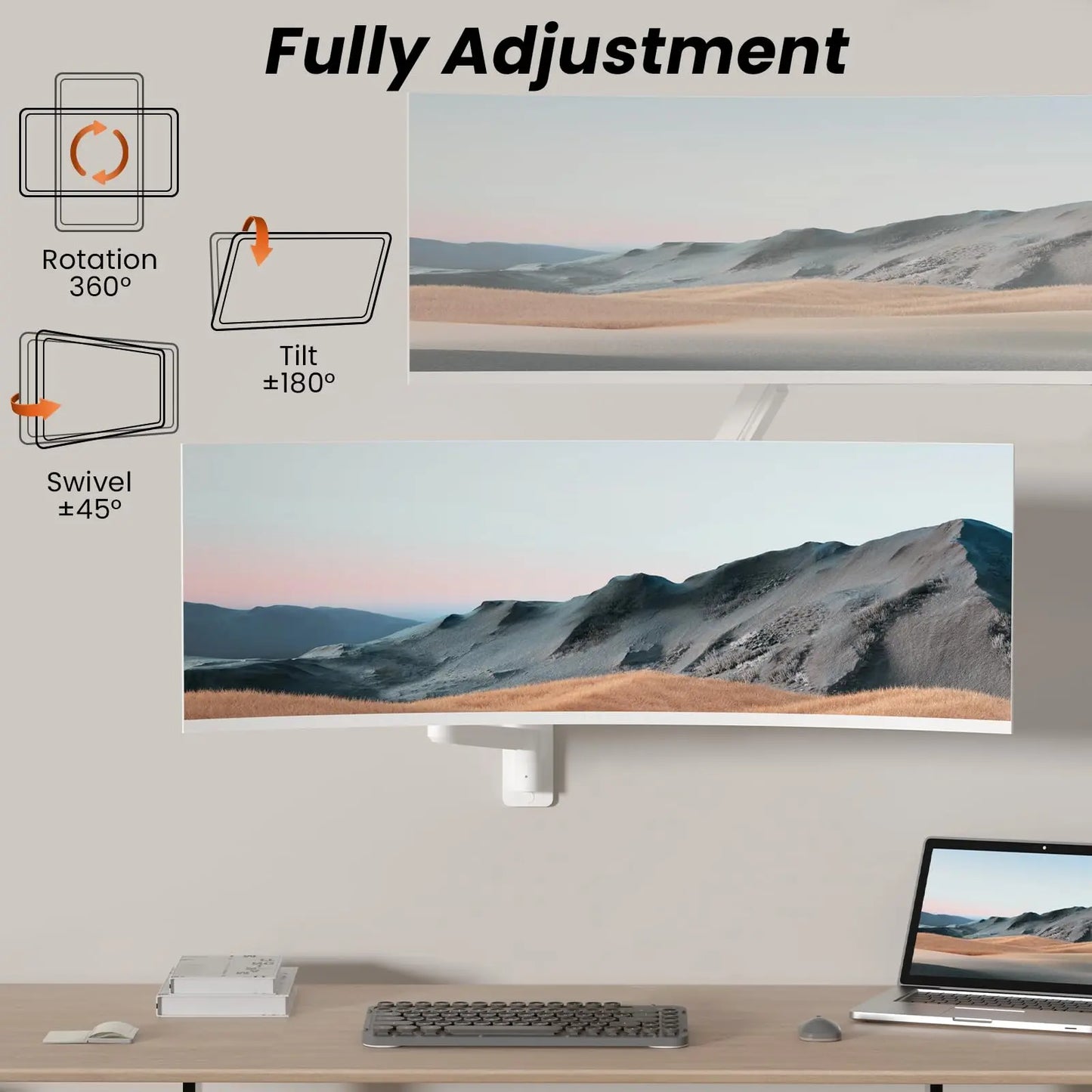 PUTORSEN 17-49 inch Premium Ultrawide Monitor Wall Mount, Heavy Duty Single Wall Mount Monitor Arm up to 44lbs PUTORSEN
