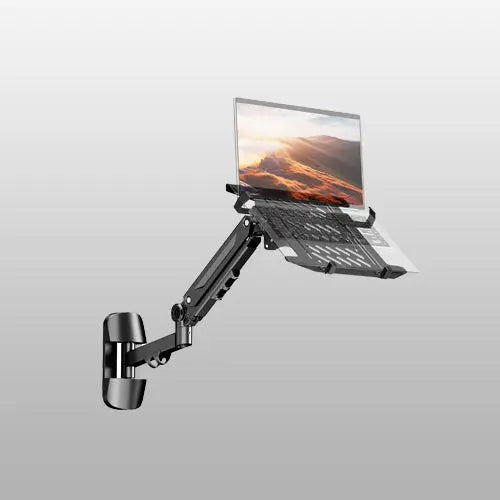 PUTORSEN 2-in-1 Laptop Wall Mount, Gas Spring Arm for 10-17 Inch Notebook & 17-40" Screen, Full Motion Adjustable, Black PUTORSEN