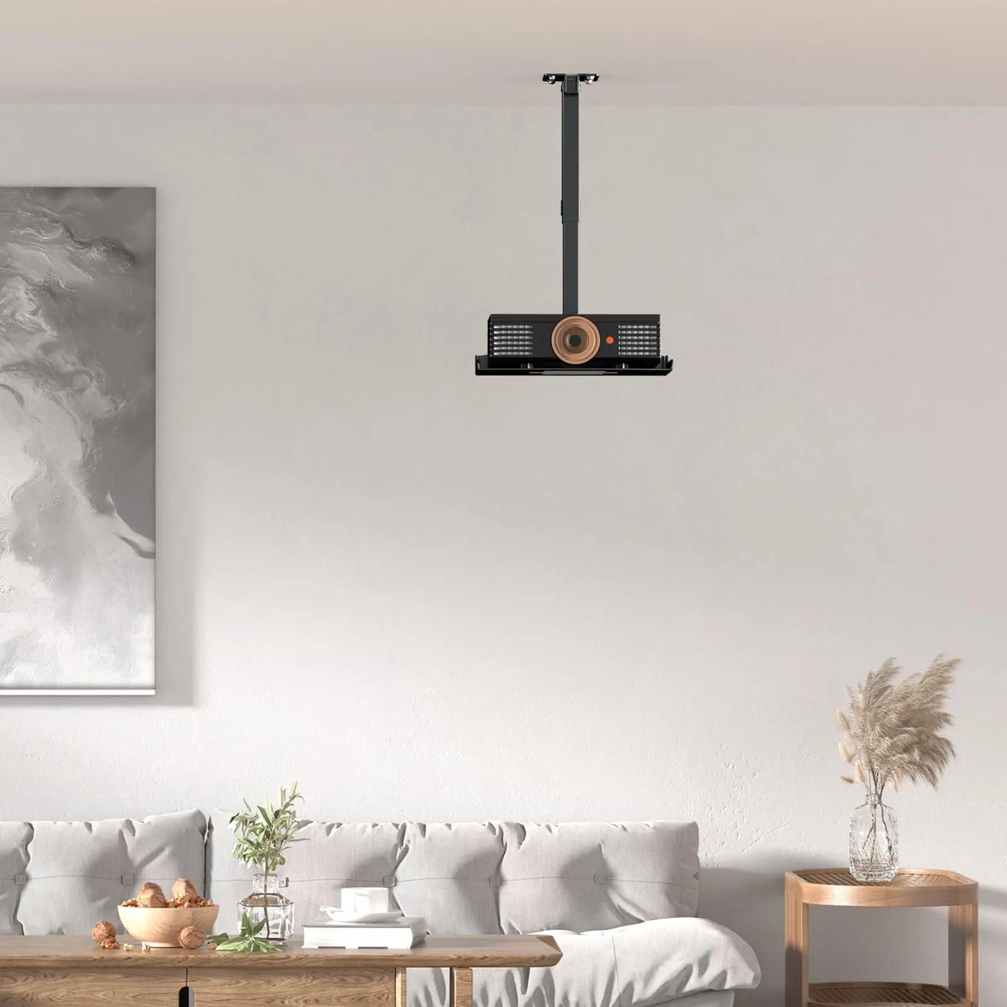 PUTORSEN Adjustable Projector Ceiling Mount,Universal Projector Shelf for Ceiling and Wall, Holds up to 22lbs,No Hole Installation, Hidden Cable Routing, Black PUTORSEN