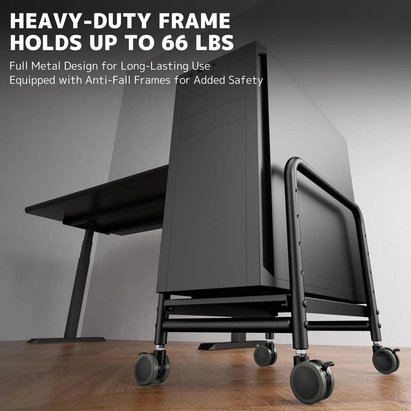 PUTORSEN Computer Tower Stand Under Desk - Height Adjustable PC Stand for Most Mid-Tower, Black PUTORSEN