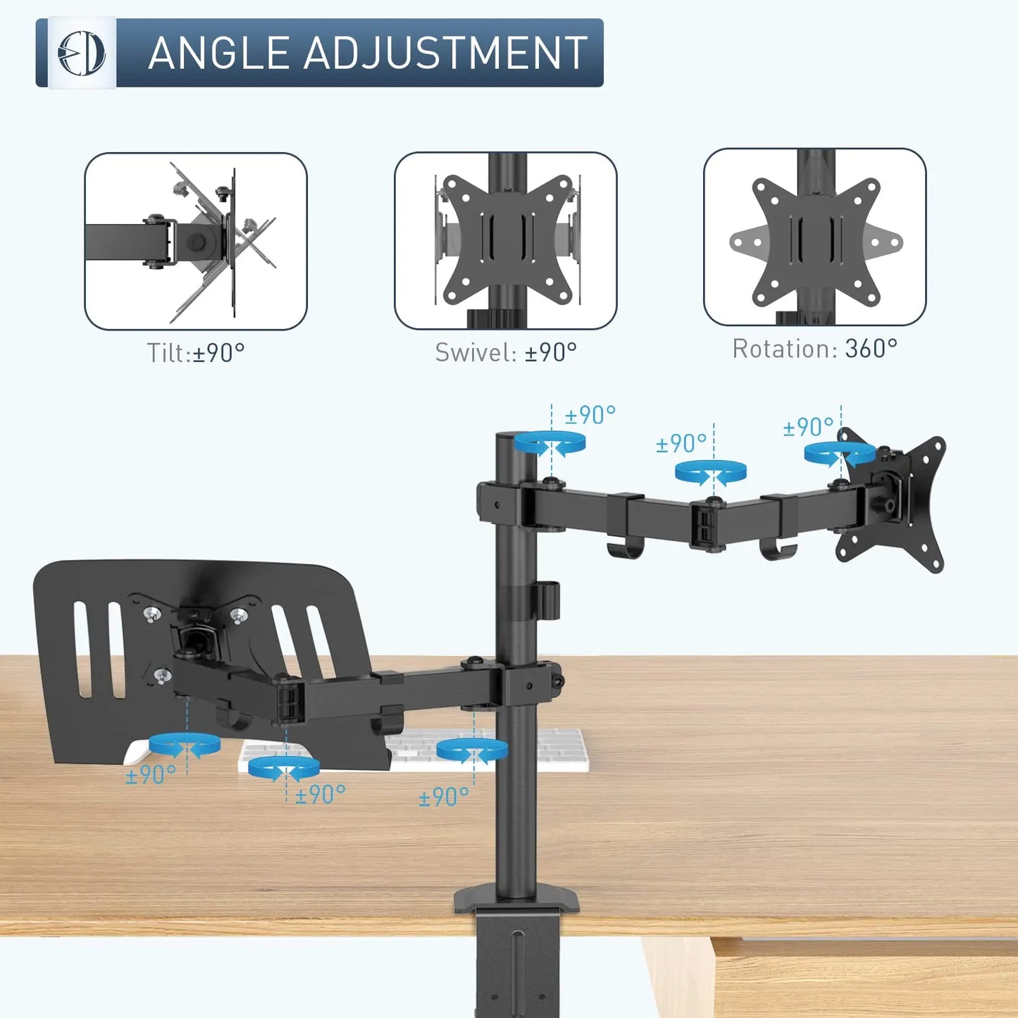PUTORSEN Double Monitor Arm for 13- to 27-inch PC Screens PUTORSEN
