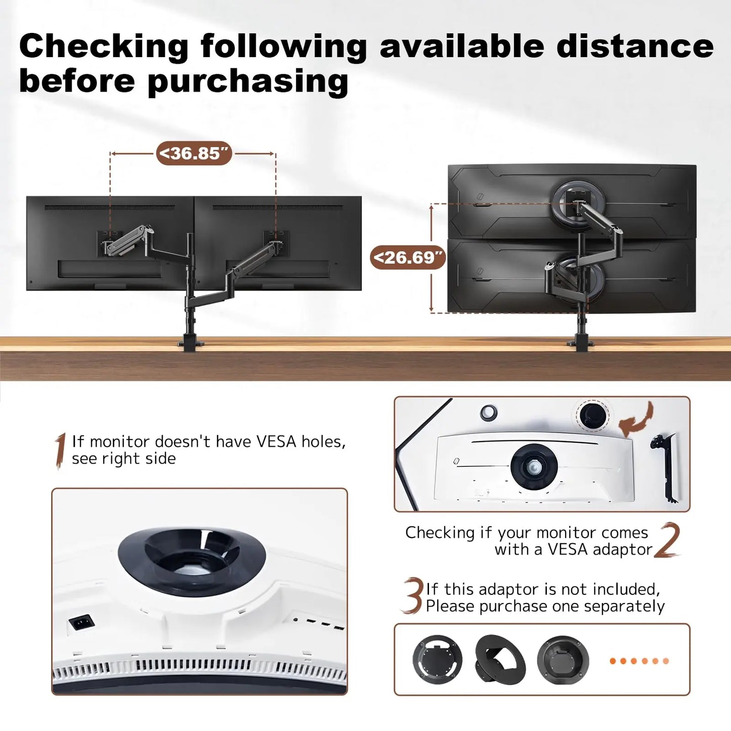 PUTORSEN Dual Monitor-Arm Heavy-Duty for 17-49-inch Screens - Premium Vertical Stacked Dual Monitor Arm Desk Mount for Ultrawide Screens up to 44lbs, Fully Adjustability, VESA 75/100 mm, Black PUTORSEN