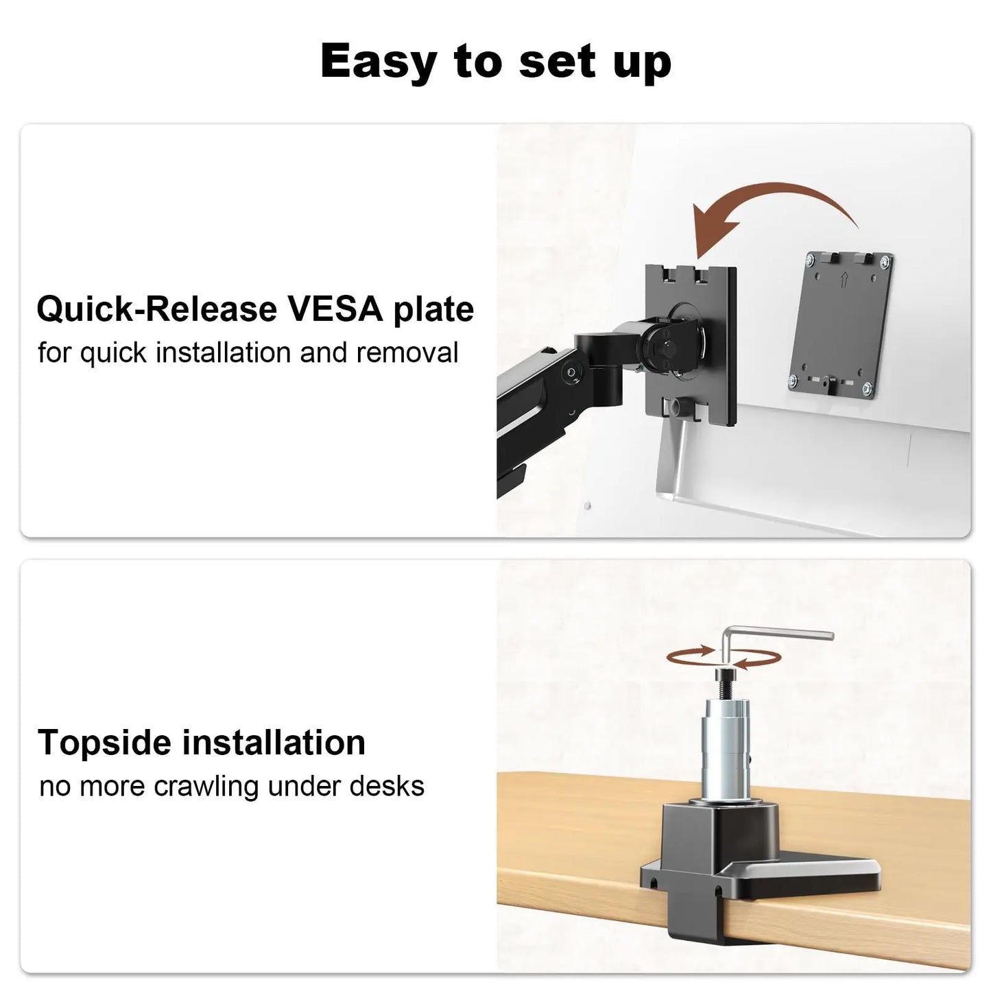 PUTORSEN Dual Monitor-Arm Heavy-Duty for 17-49-inch Screens - Premium Vertical Stacked Dual Monitor Arm Desk Mount for Ultrawide Screens up to 44lbs, Fully Adjustability, VESA 75/100 mm, Black PUTORSEN