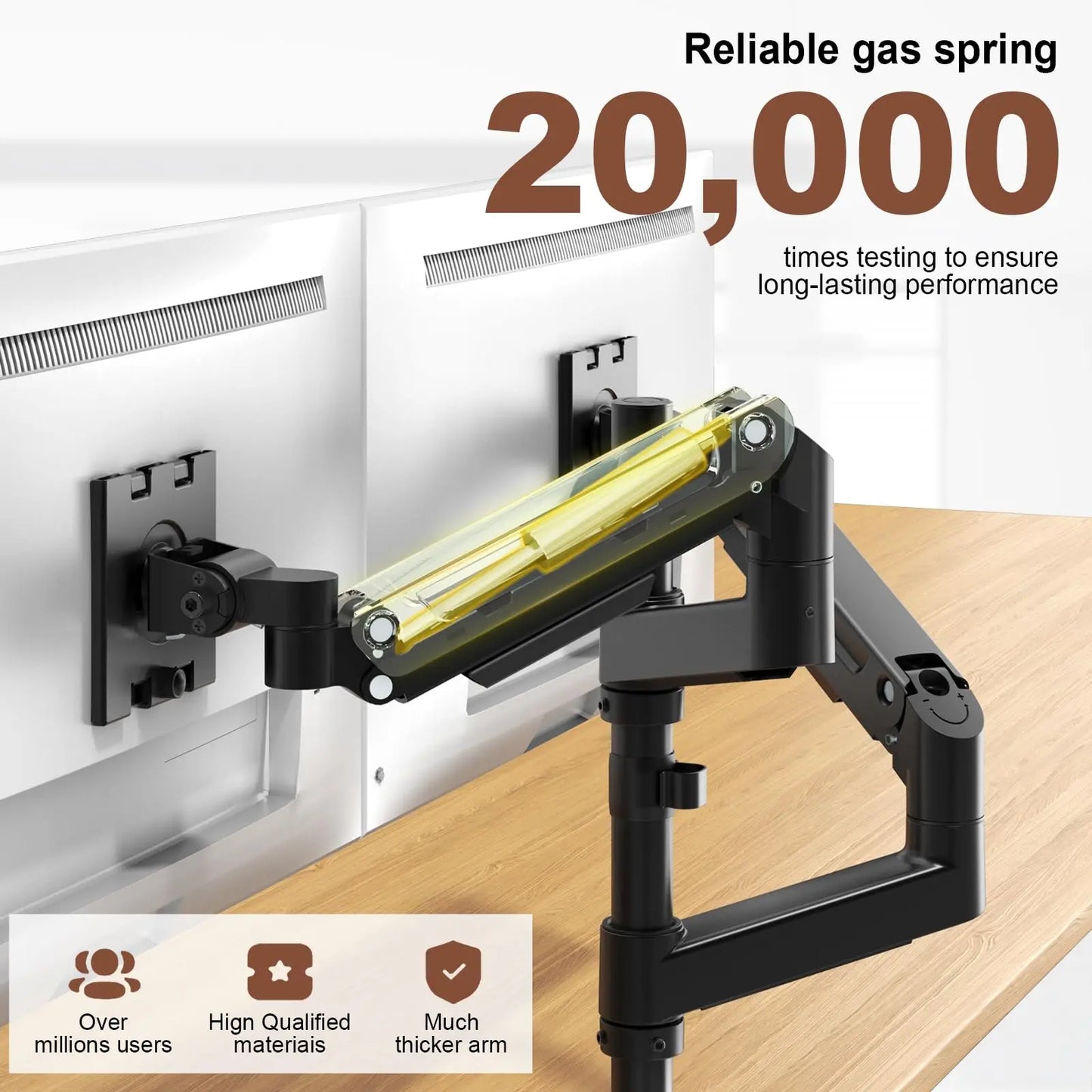 PUTORSEN Dual Monitor-Arm Heavy-Duty for 17-49-inch Screens - Premium Vertical Stacked Dual Monitor Arm Desk Mount for Ultrawide Screens up to 44lbs, Fully Adjustability, VESA 75/100 mm, Black PUTORSEN