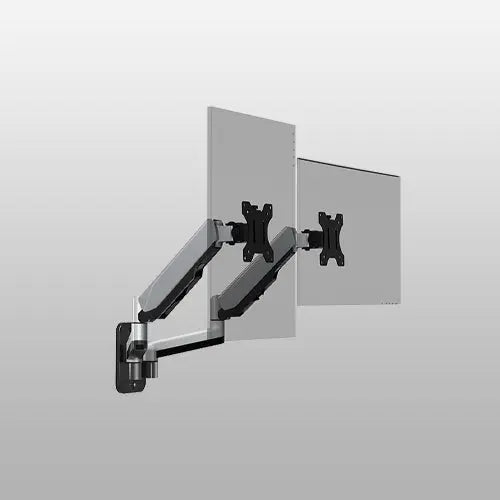 PUTORSEN Dual Monitor Arm Wall Mount Bracket for PC Monitor & TV - To Fit Screens 17 to 32 inches, Ergonomic Adjustable Gas Spring Single Arm Support 9 kg Monitor, VESA 75x75, 100x100 mm PUTORSEN
