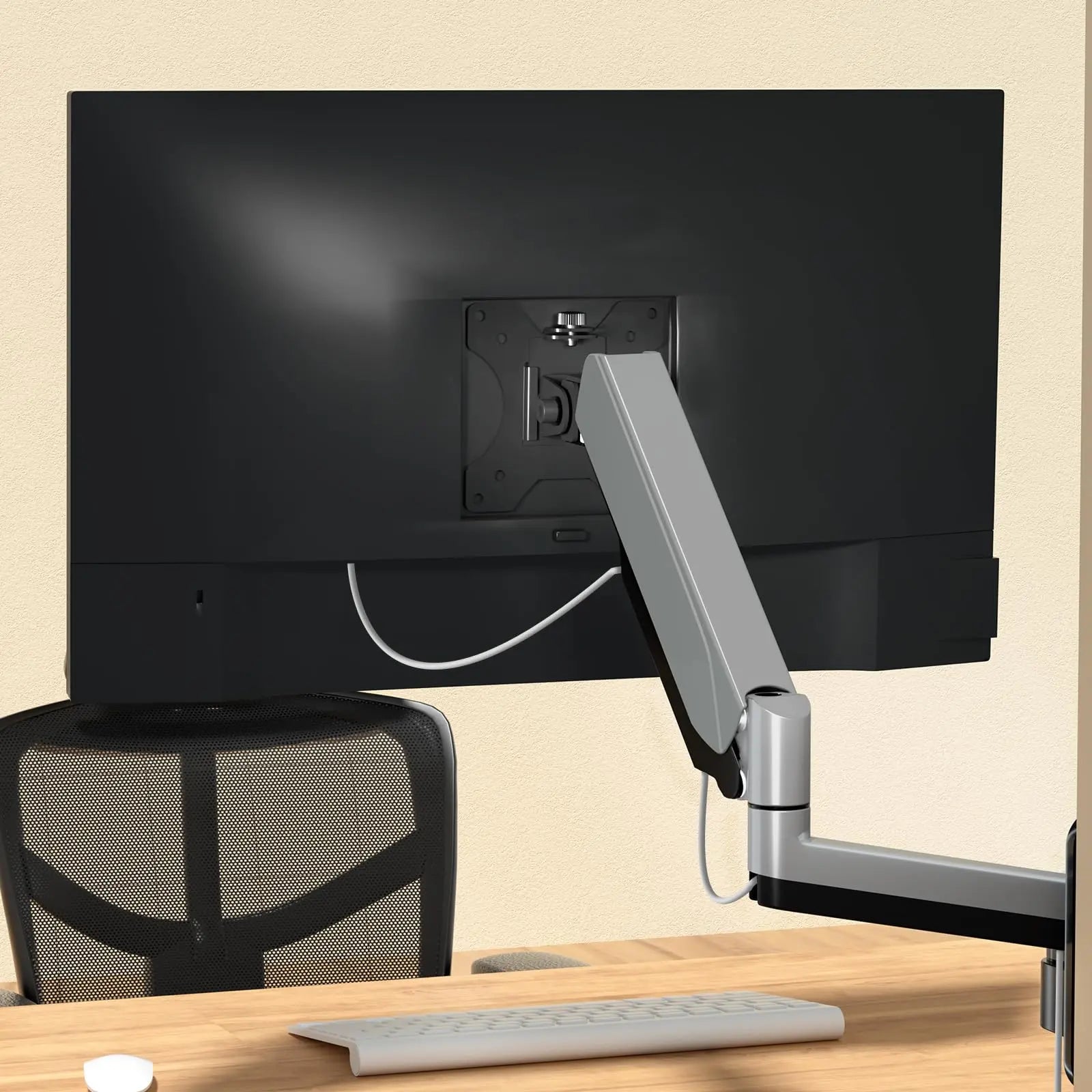 PUTORSEN Dual Monitor Arm Wall Mount Bracket for PC Monitor & TV - To Fit Screens 17 to 32 inches, Ergonomic Adjustable Gas Spring Single Arm Support 9 kg Monitor, VESA 75x75, 100x100 mm PUTORSEN