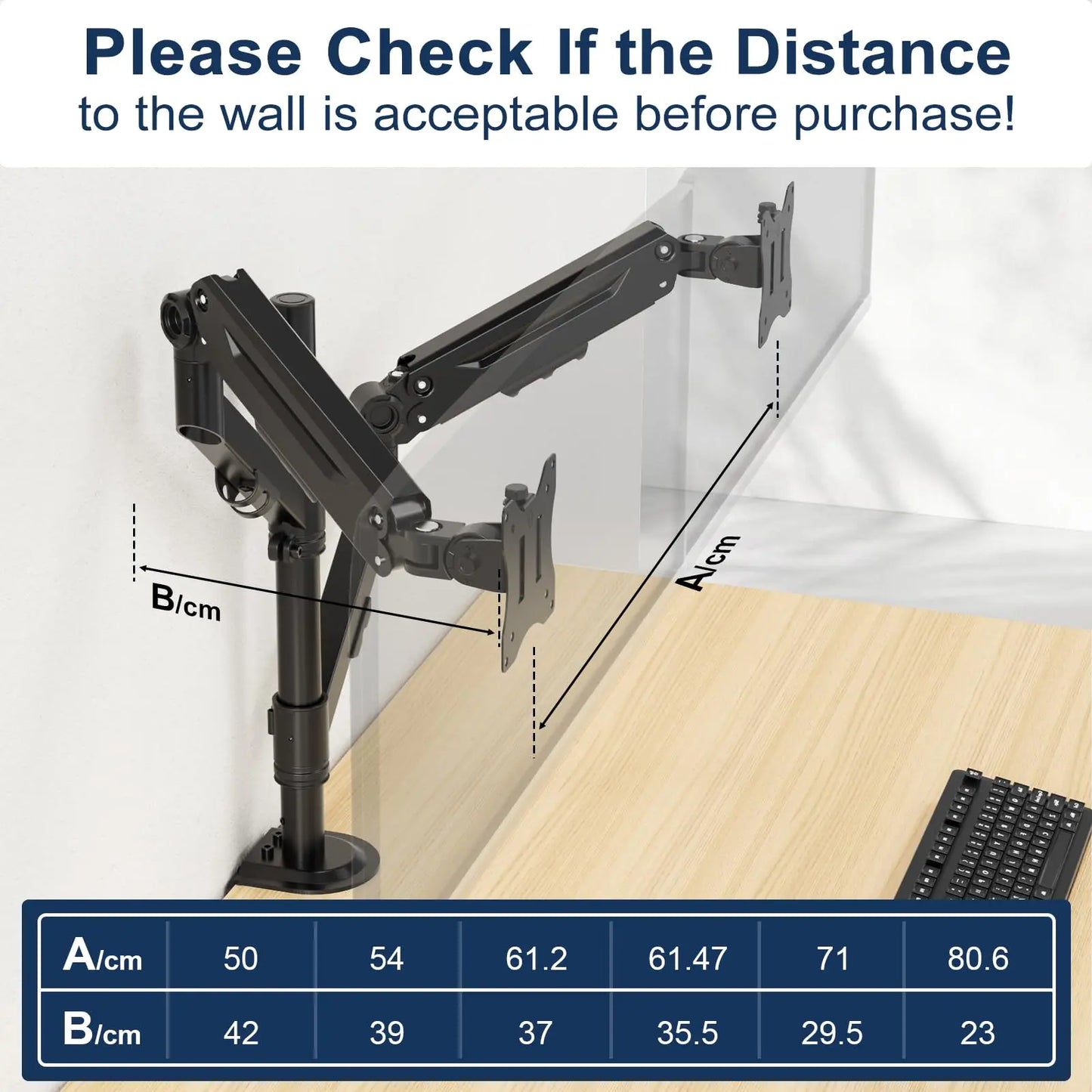 PUTORSEN Dual Monitor Mount for 17 to 40 inches, Holds up to 26.4 lbs, Monitor Desk Arms for 2 Monitors Vertical/Parallel Placement, with Clamp/Grommet Base, VESA Mount 75/100 mm PUTORSEN