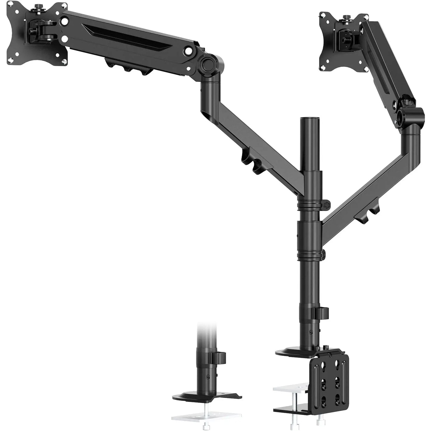 PUTORSEN Dual Monitor Mount for 17 to 40 inches, Holds up to 26.4 lbs, Monitor Desk Arms for 2 Monitors Vertical/Parallel Placement, with Clamp/Grommet Base, VESA Mount 75/100 mm PUTORSEN
