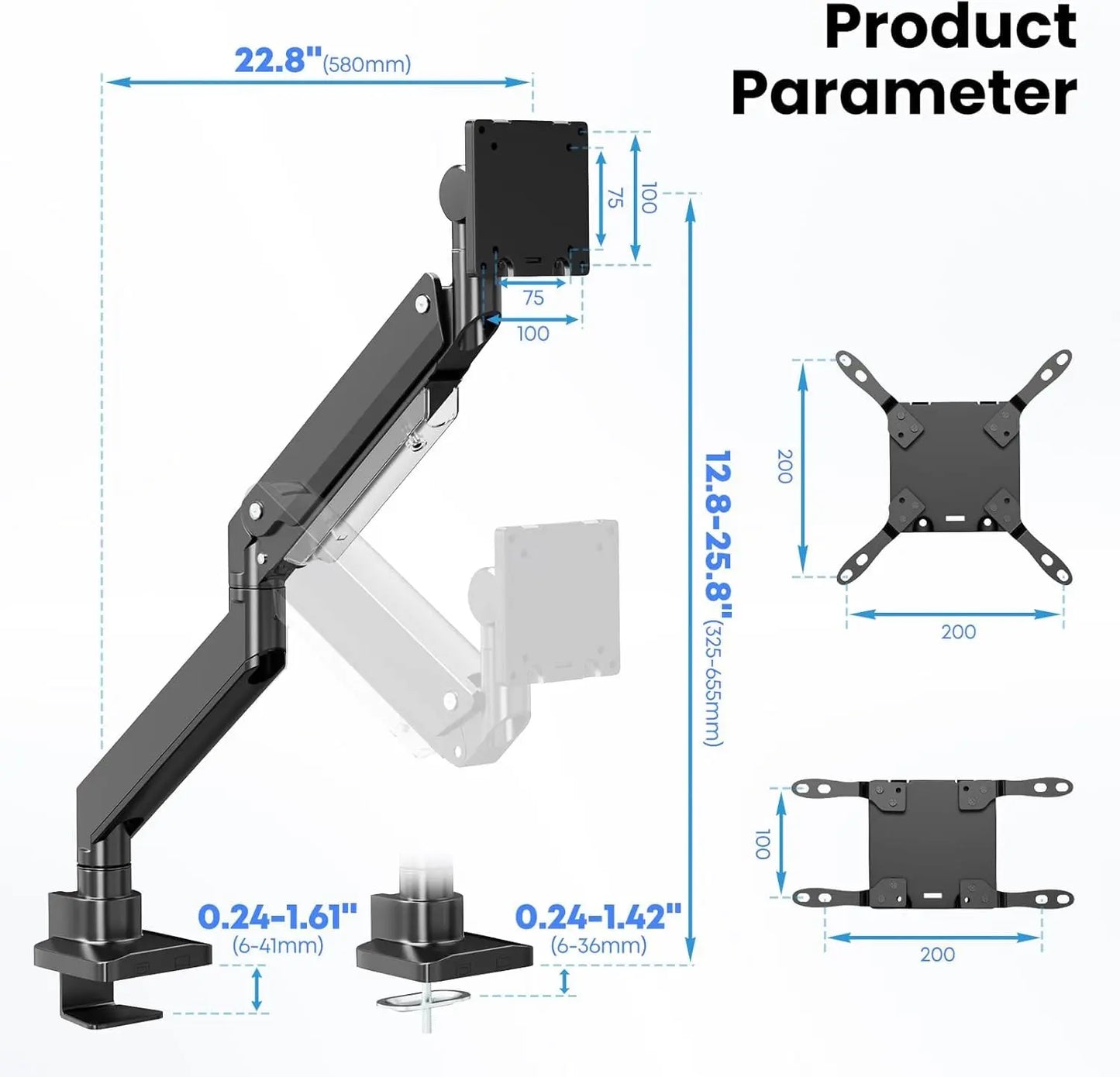 PUTORSEN Dual Monitor Wall Mount, Horizontal Assembly Mount for 2 Monitor Screens up to 35 inches, Max. 10kg per Arm PUTORSEN