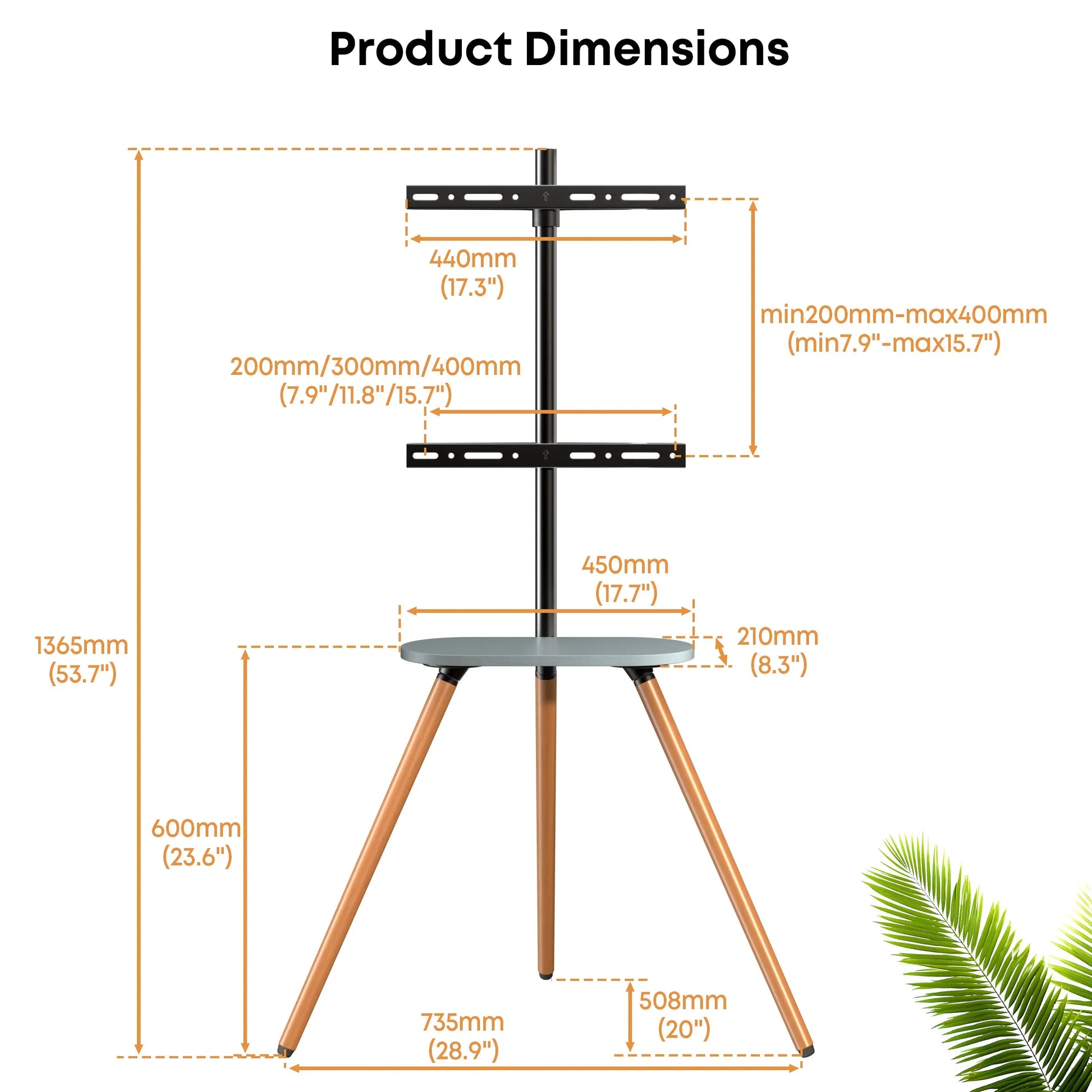 PUTORSEN Easel TV-Stand for 43-65-Inch Screens - Portable Swivel Tripod TV Stand with Wooden Tray, Height Adjustable TV Floor Stand, Max VESA 400x400 mm, Black PUTORSEN