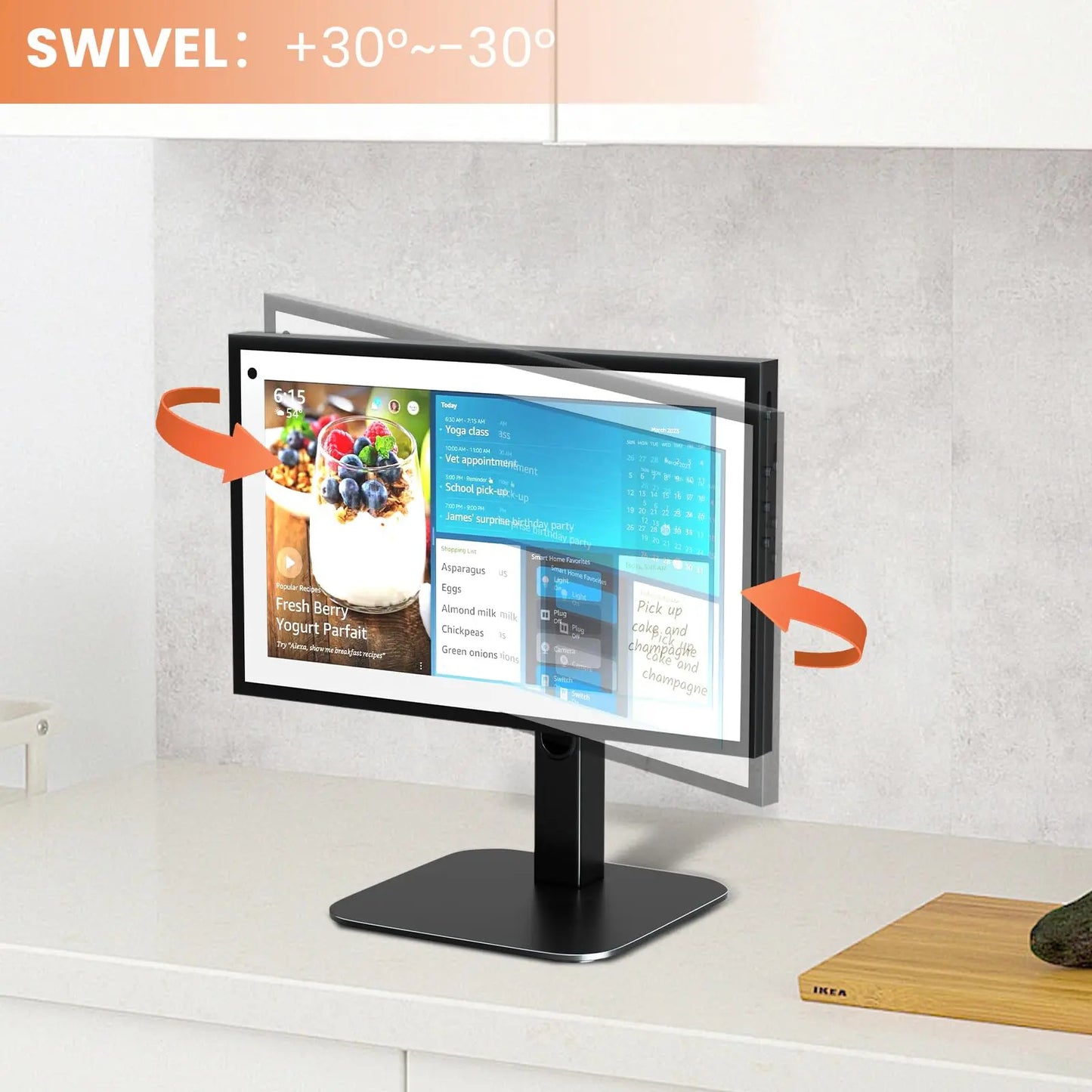 PUTORSEN Echo Show 15 Stand Swivel and Tilt, 360 Degree Screen Rotation,Adjustable Echo Show 15,Holds up to 5.5lbs,Black PUTORSEN