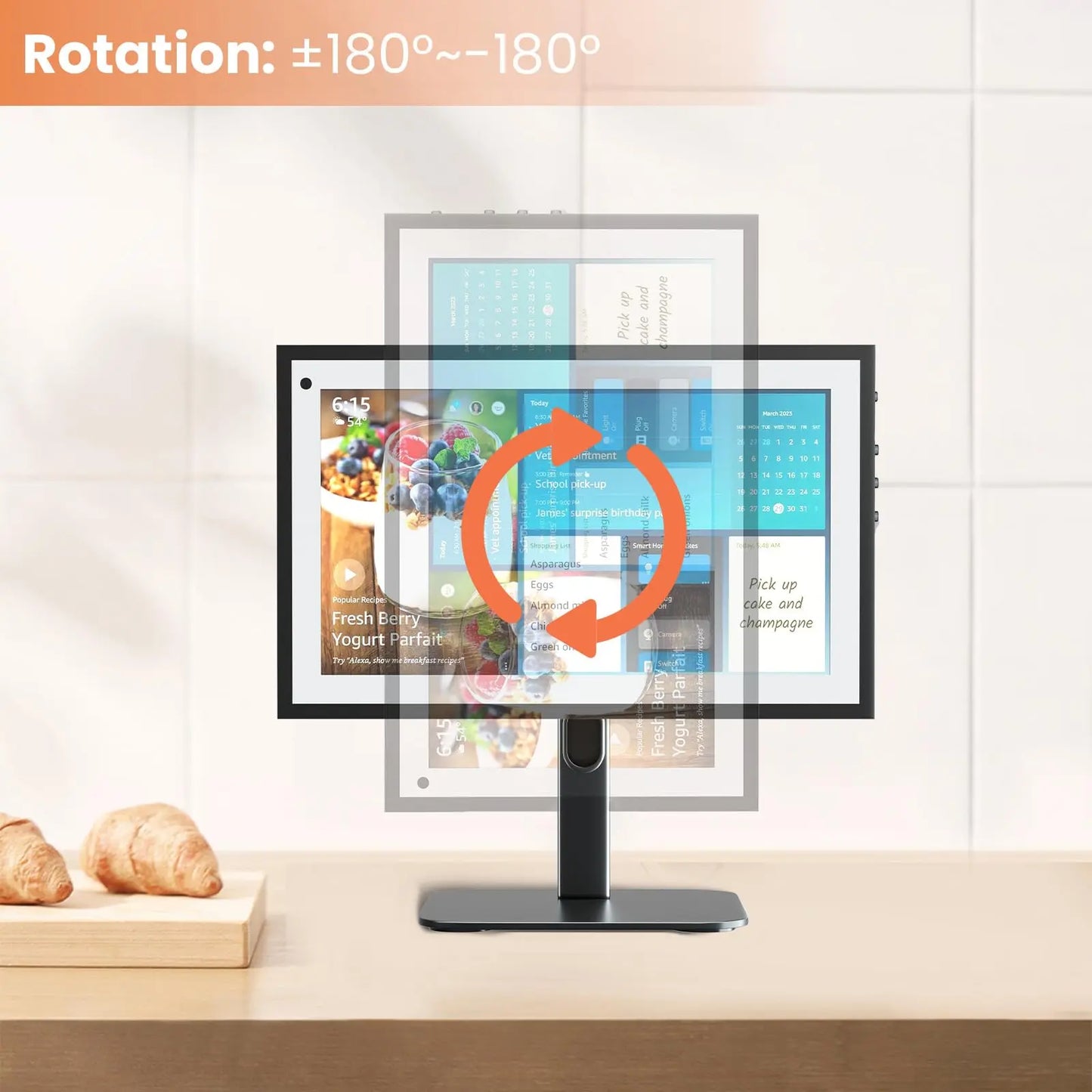 PUTORSEN Echo Show 15 Stand Swivel and Tilt, 360 Degree Screen Rotation,Adjustable Echo Show 15,Holds up to 5.5lbs,Black PUTORSEN