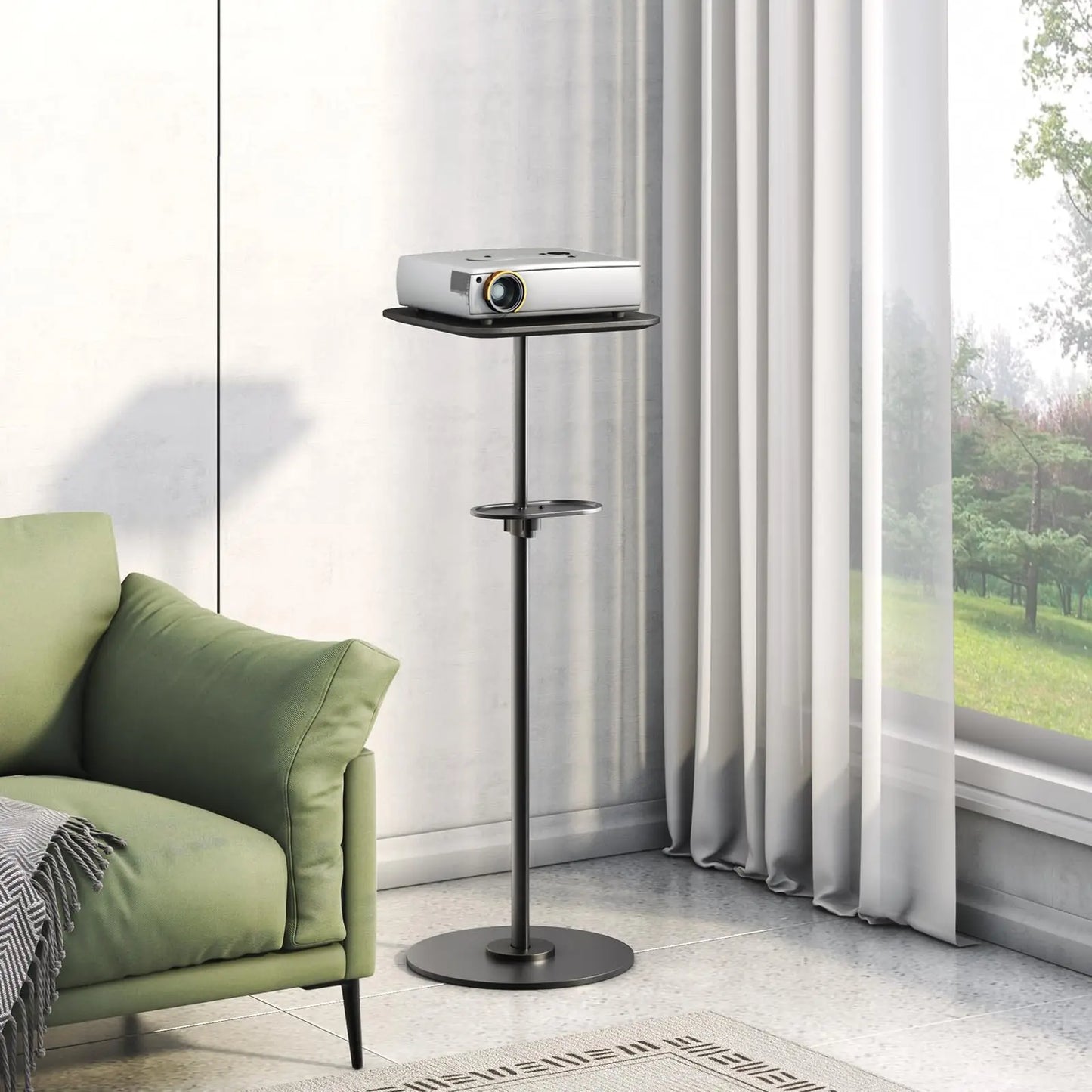 PUTORSEN Heavy-Duty Projector Stand – Height Adjustable Floor Projector Stand,Extends 27.6" to 47.2",13.2lbs Capacity, Compatible with Projectors, Cameras PUTORSEN