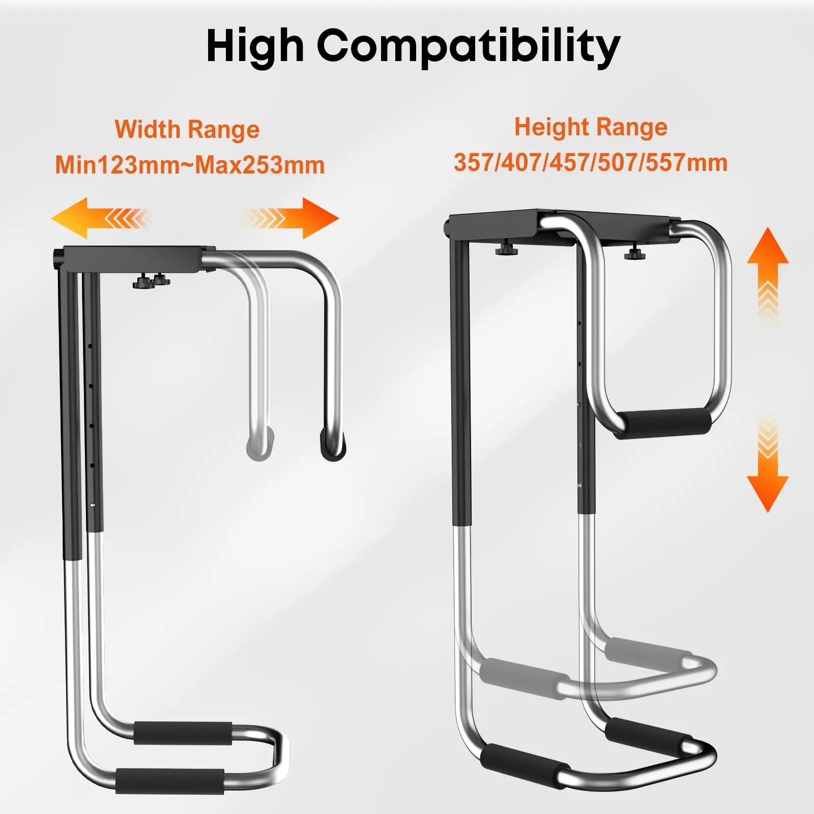 PUTORSEN Heavy Duty Under Desk PC Mount,Adjustable Computer Case Holder with Protective Pads,Excellent Air Circulation up to 66lbs, Black PUTORSEN