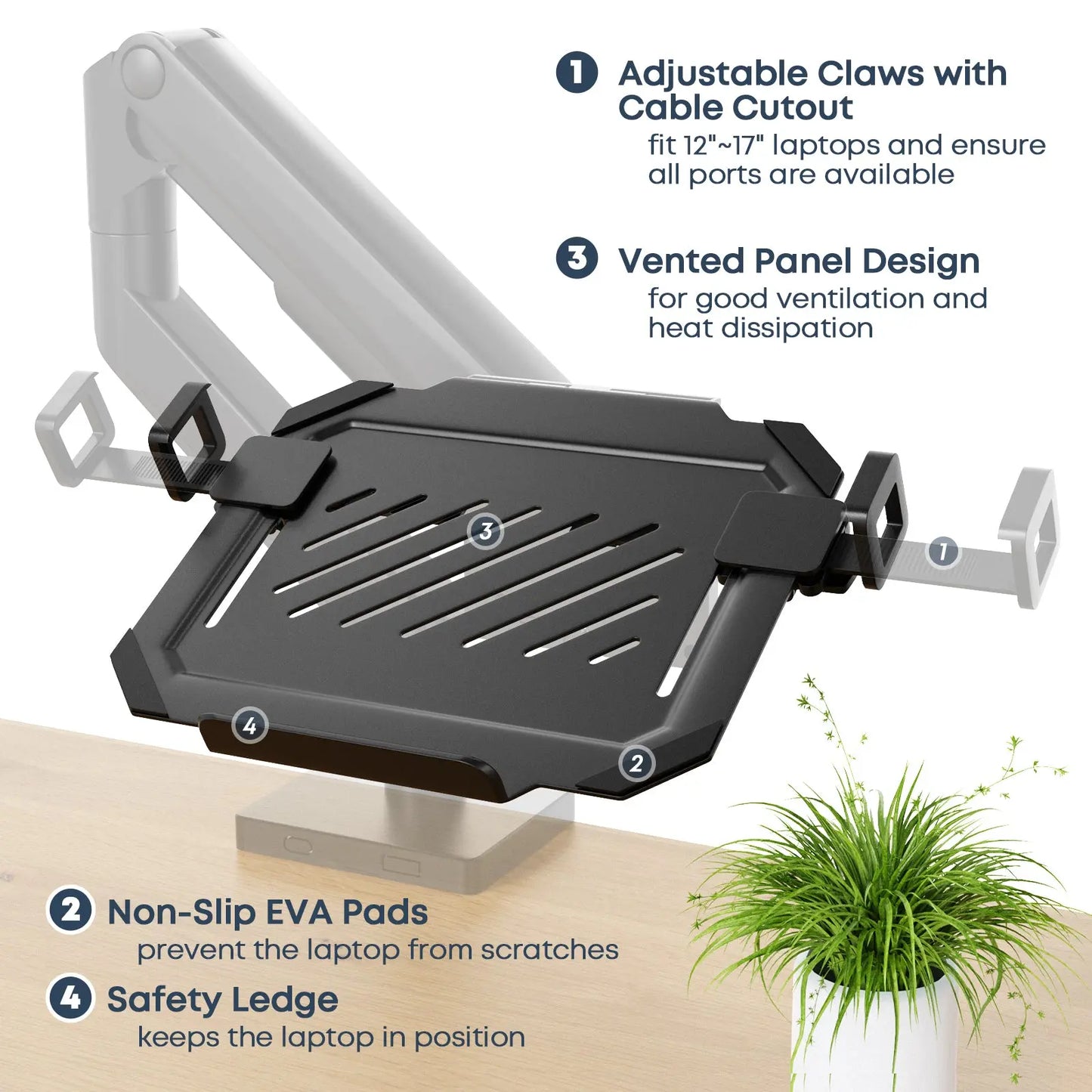 PUTORSEN Laptop VESA Mount Tray Holder for Monitor Arms and Stands PUTORSEN