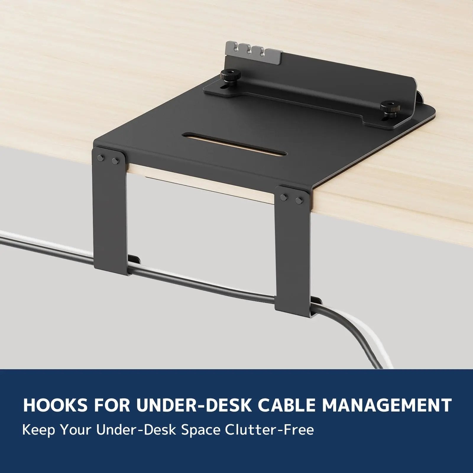 PUTORSEN Monitor Arm Reinforcement Plate - with Phone Holder and Hook, for Thin, Glass and Other Fragile Tabletop, Compatible with Most Monitor Stand C-Clamp Installations PUTORSEN