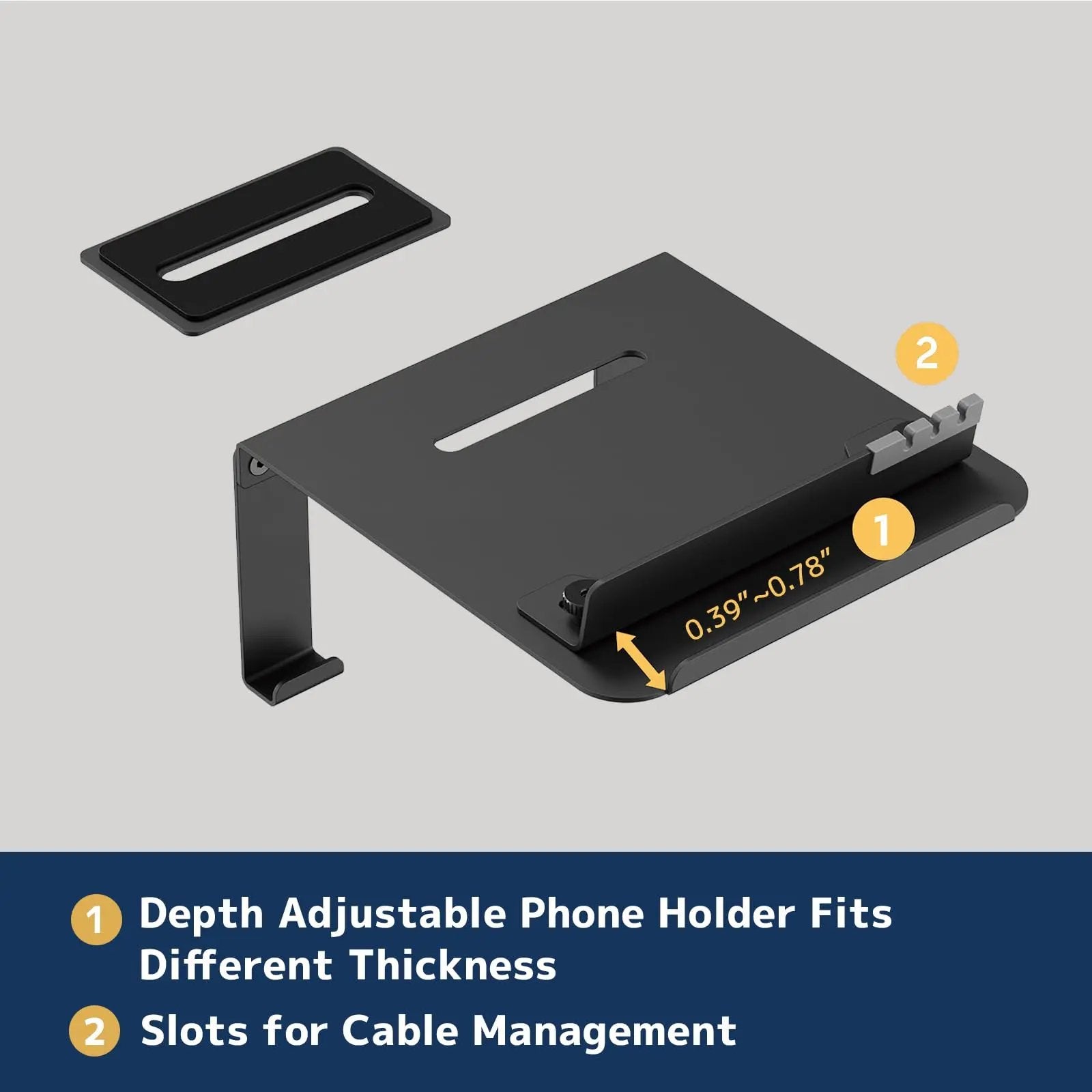 PUTORSEN Monitor Arm Reinforcement Plate - with Phone Holder and Hook, for Thin, Glass and Other Fragile Tabletop, Compatible with Most Monitor Stand C-Clamp Installations PUTORSEN