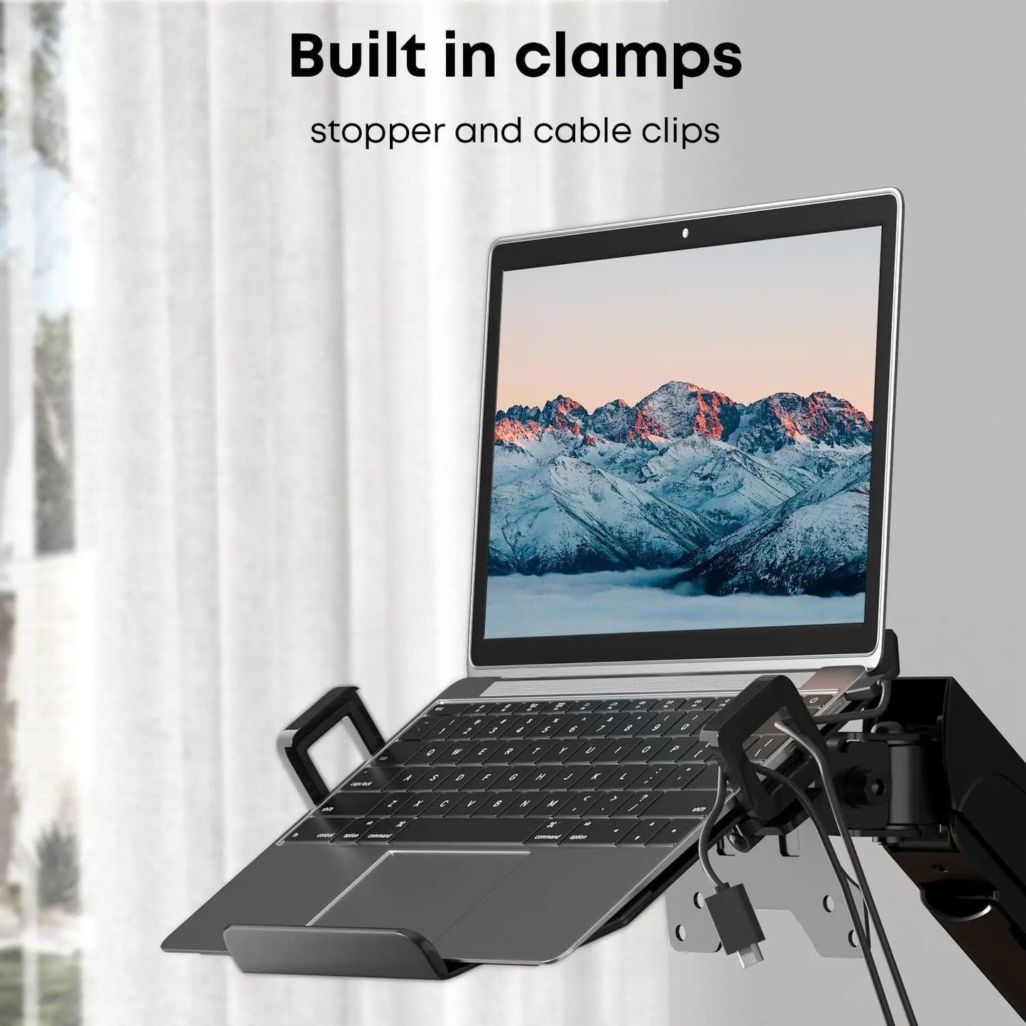 PUTORSEN Monitor Arm mit Laptop Halterung für 17 bis 32 Zoll LCD LED Bildschirm & bis zu 17 Zoll Notebook, 55,5 cm Höhenverstellung(30.8 cm Stange), Neigen, Schwenken & Drehen PUTORSEN