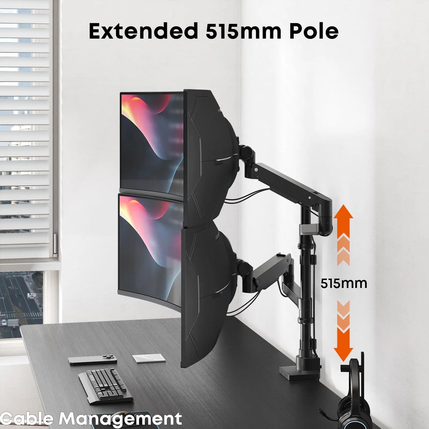 PUTORSEN Monitor Halterung 2 Monitore für 17 bis 57 Zoll Bildschirme bis 20 kg pro Arm PUTORSEN