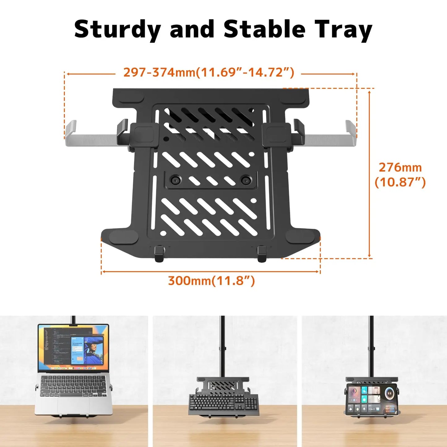 PUTORSEN Monitor Mount with Laptop Arm for 17 to 49 Inch Screens and Notebooks up to 17 Inches, Tilting Swiveling Rotating, 81.8cm Pole Height Adjustable Monitor Arm PUTORSEN