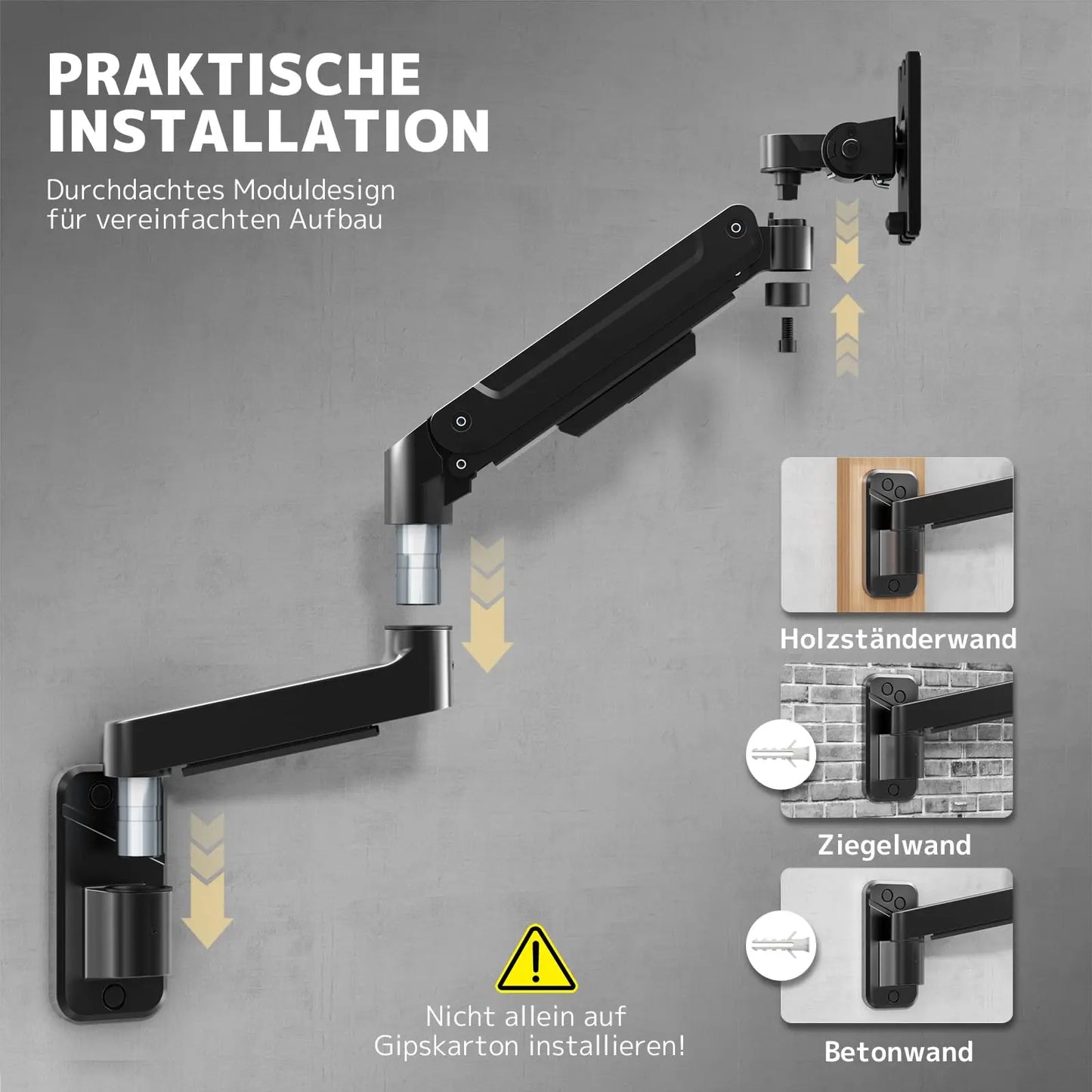 PUTORSEN Monitor Wall Mount for 17-49 Inch Screens up to 20 kg - Heavy Duty Monitor Mount with Height-Adjustable Tilt Rotation and Swivel Function, Black PUTORSEN
