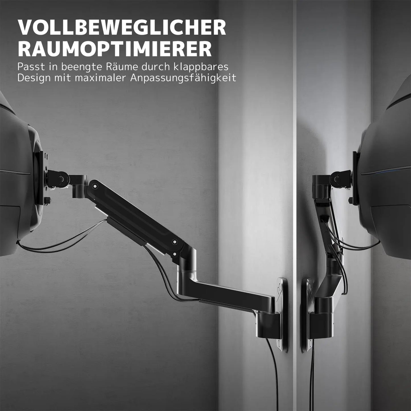 PUTORSEN Monitor Wall Mount for 17-49 Inch Screens up to 20 kg - Heavy Duty Monitor Mount with Height-Adjustable Tilt Rotation and Swivel Function, Black PUTORSEN