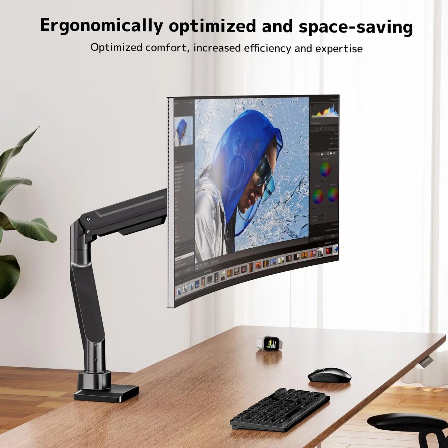 PUTORSEN Single Monitor Arm Heavy-Duty for 17-49 inch Screen - Supports Up to 44 lbs,Ultrawide Full Motion Monitor Arm Desk Mount for Office & Gaming, Black PUTORSEN
