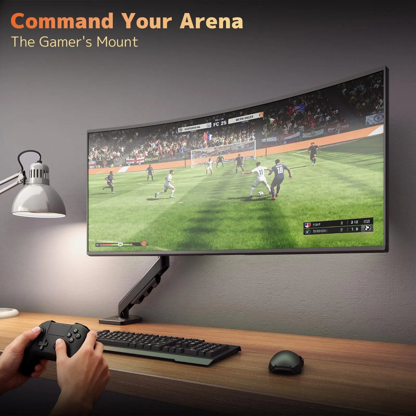 PUTORSEN Single Monitor-Arm for 17-40-Inch Screens - Heavy Duty Gas Spring Adjustable Desk Mount for Flat & Curved Monitors PUTORSEN