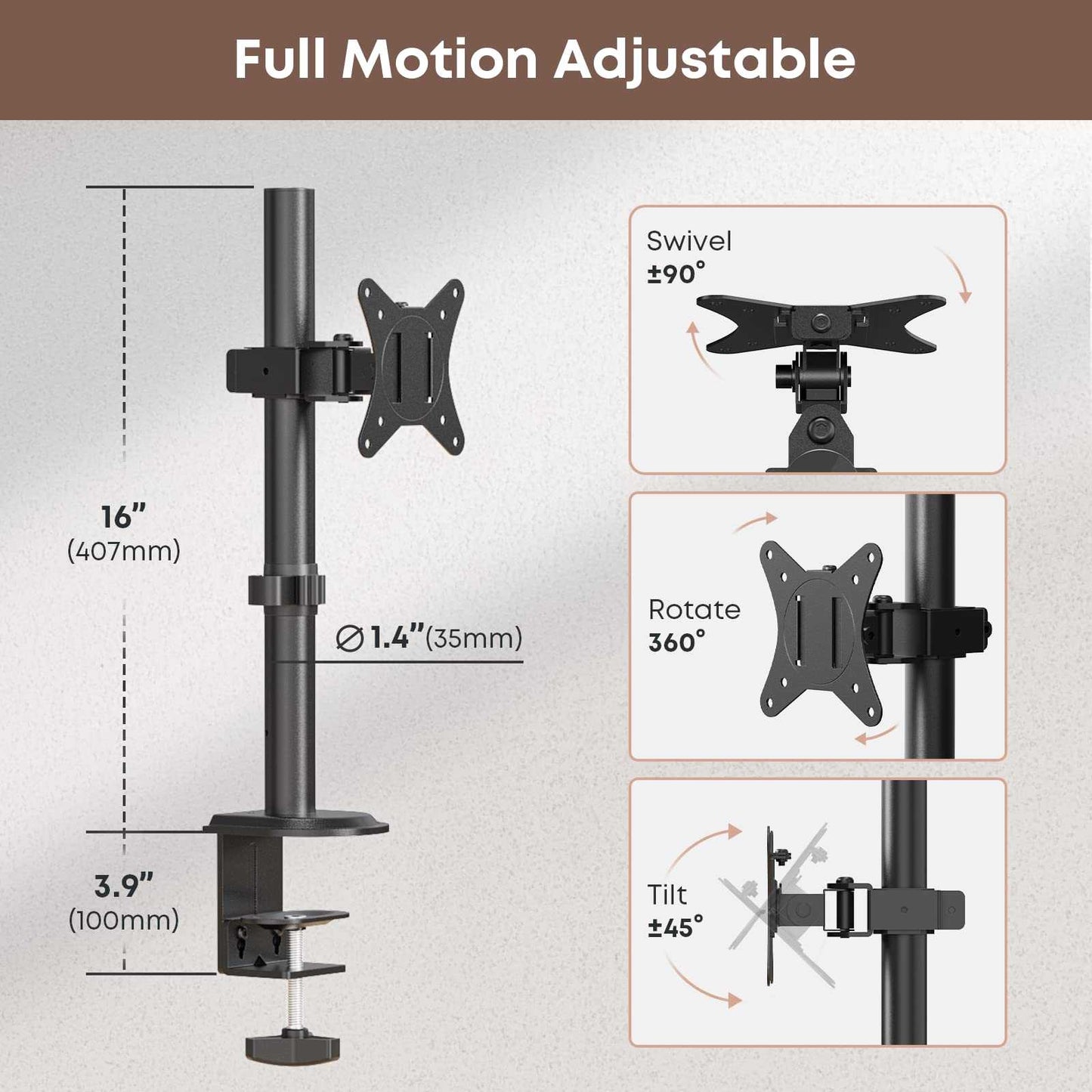 PUTORSEN Single Monitor Desk Mount PUTORSEN