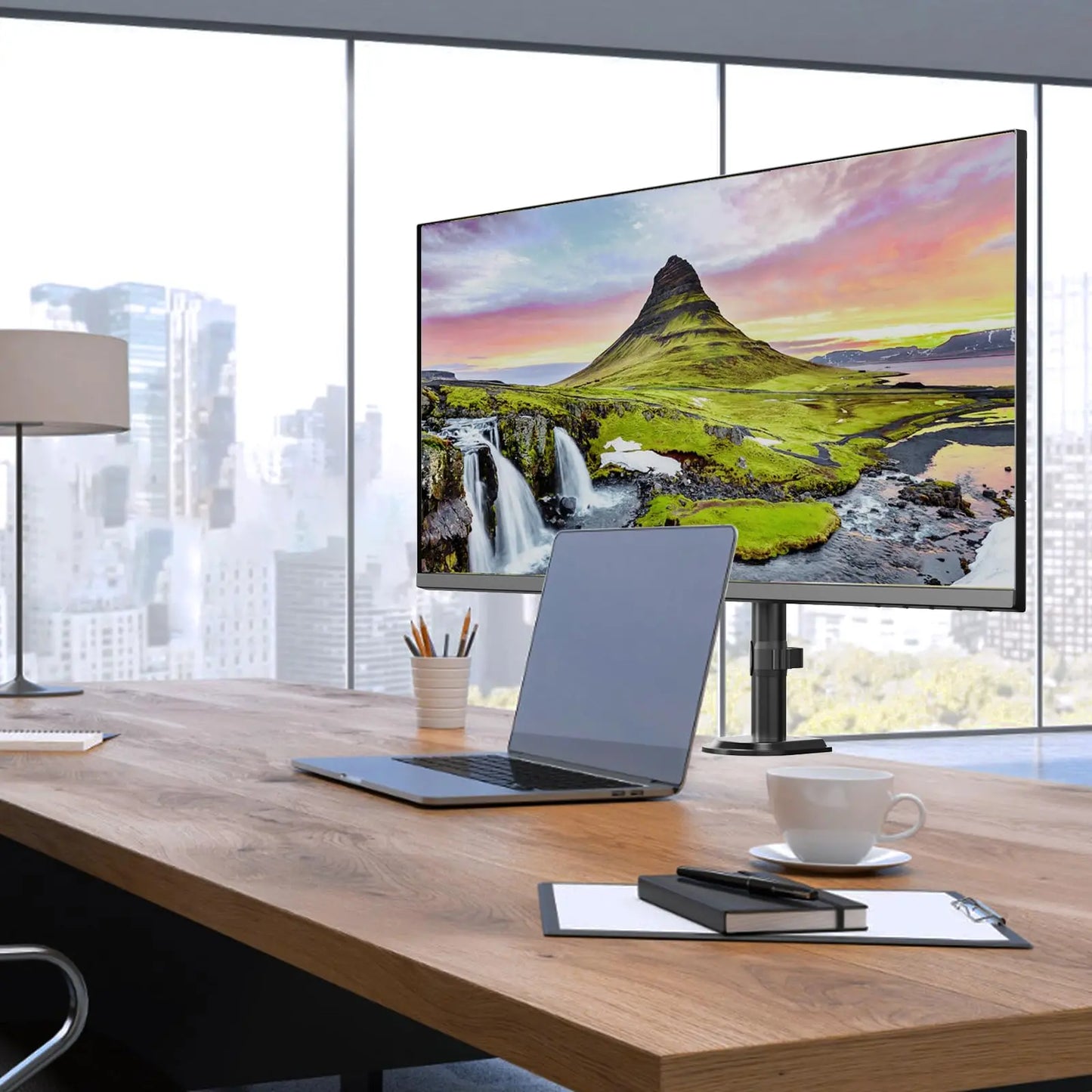 PUTORSEN Single Monitor Desk Mount for 17-42 Inch Monitor and TV, up to 26.4 lbs, Ultrawide Monitor Arm Mount for Flat Curved Computer & TV Screen with VESA 75×75 to 200×200, with Cable Clips PUTORSEN