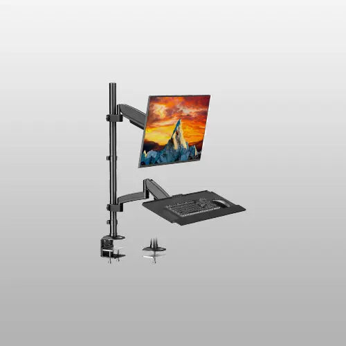 PUTORSEN Sit Stand Monitor Desk Mount for 17-32 inch Screens, Height Adjustable, Black PUTORSEN