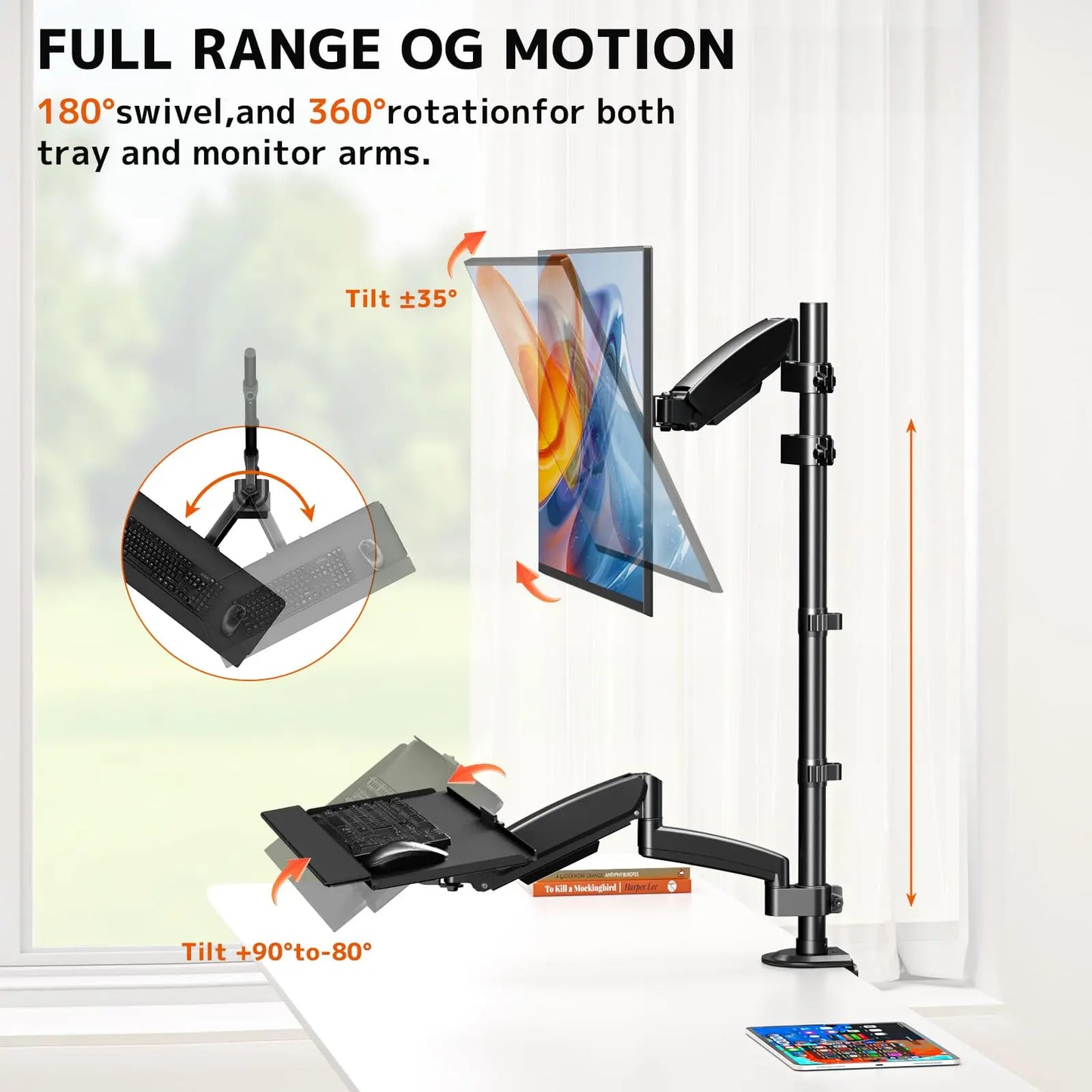 PUTORSEN Sit Stand Monitor Desk Mount for 17-32 inch Screens, Height Adjustable, Black PUTORSEN