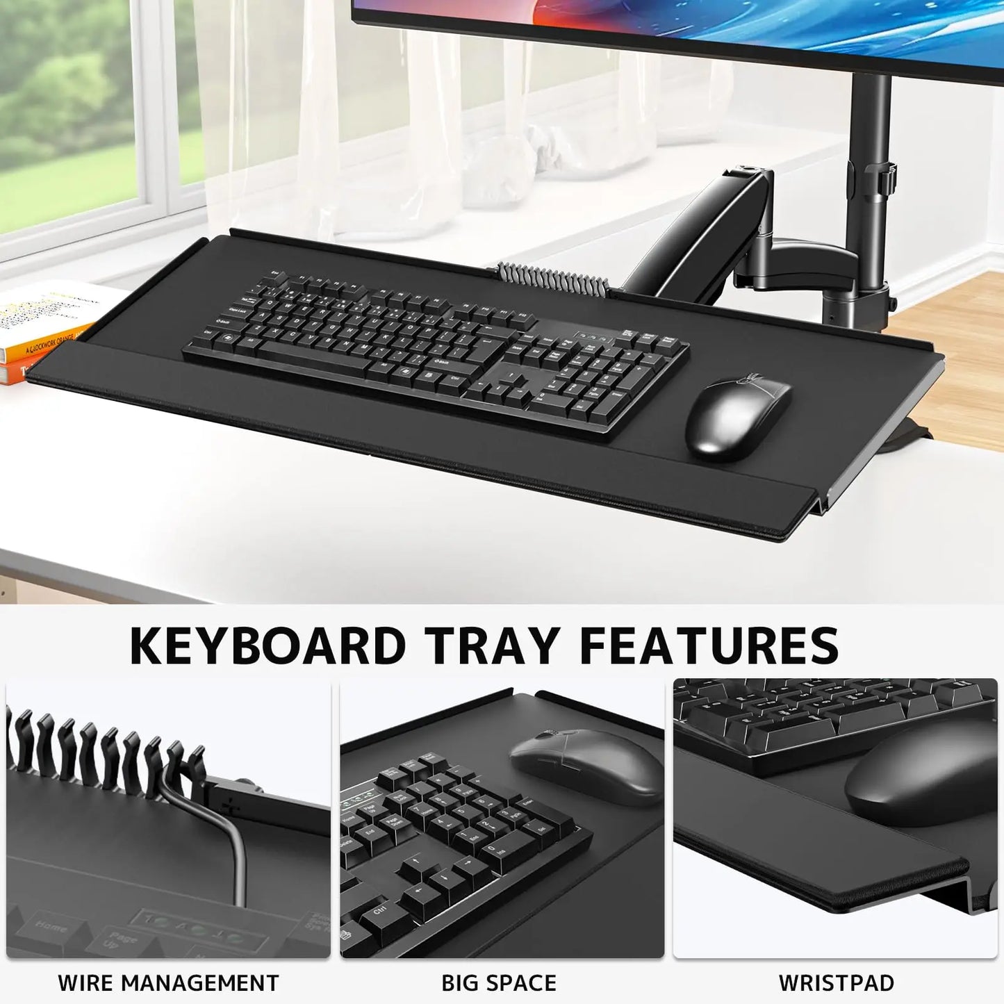 PUTORSEN Sit Stand Monitor Desk Mount for 17-32 inch Screens, Height Adjustable, Black PUTORSEN