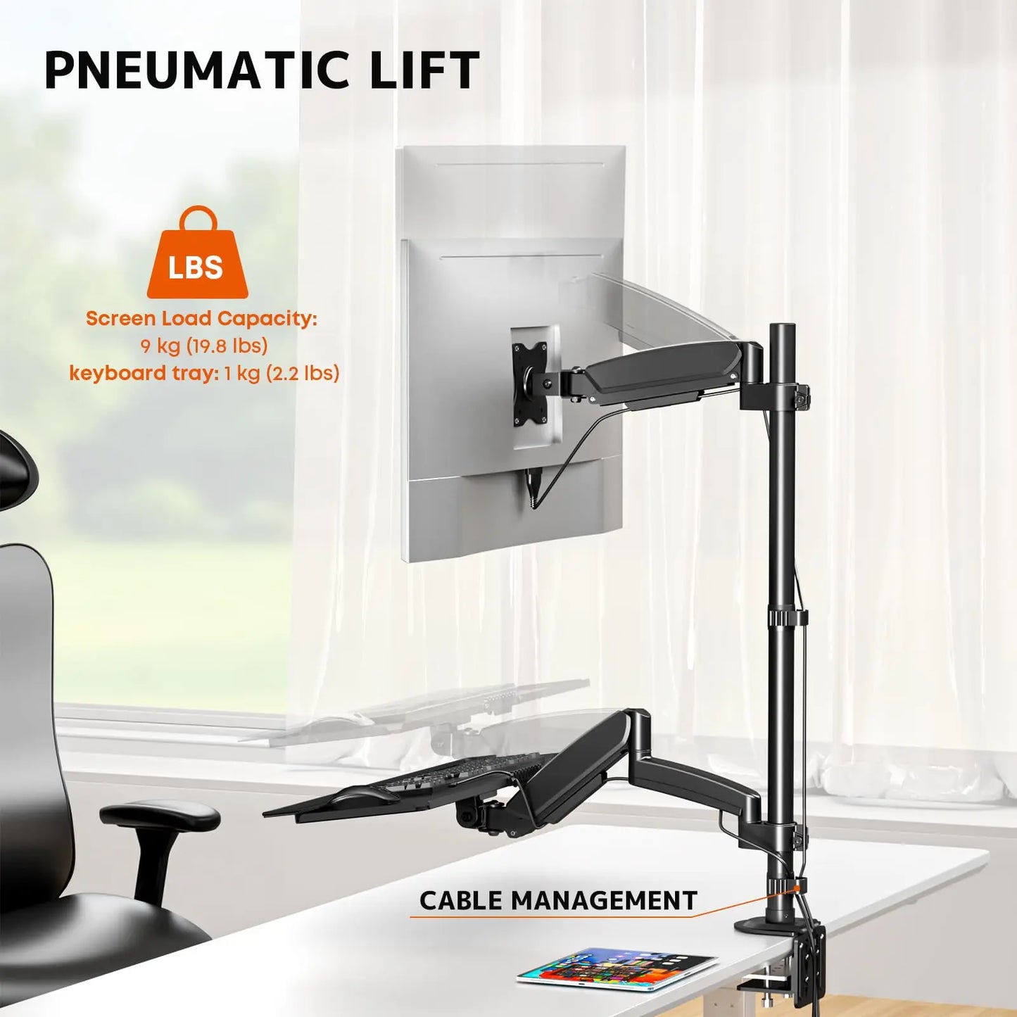 PUTORSEN Sit Stand Monitor Desk Mount for 17-32 inch Screens, Height Adjustable, Black PUTORSEN