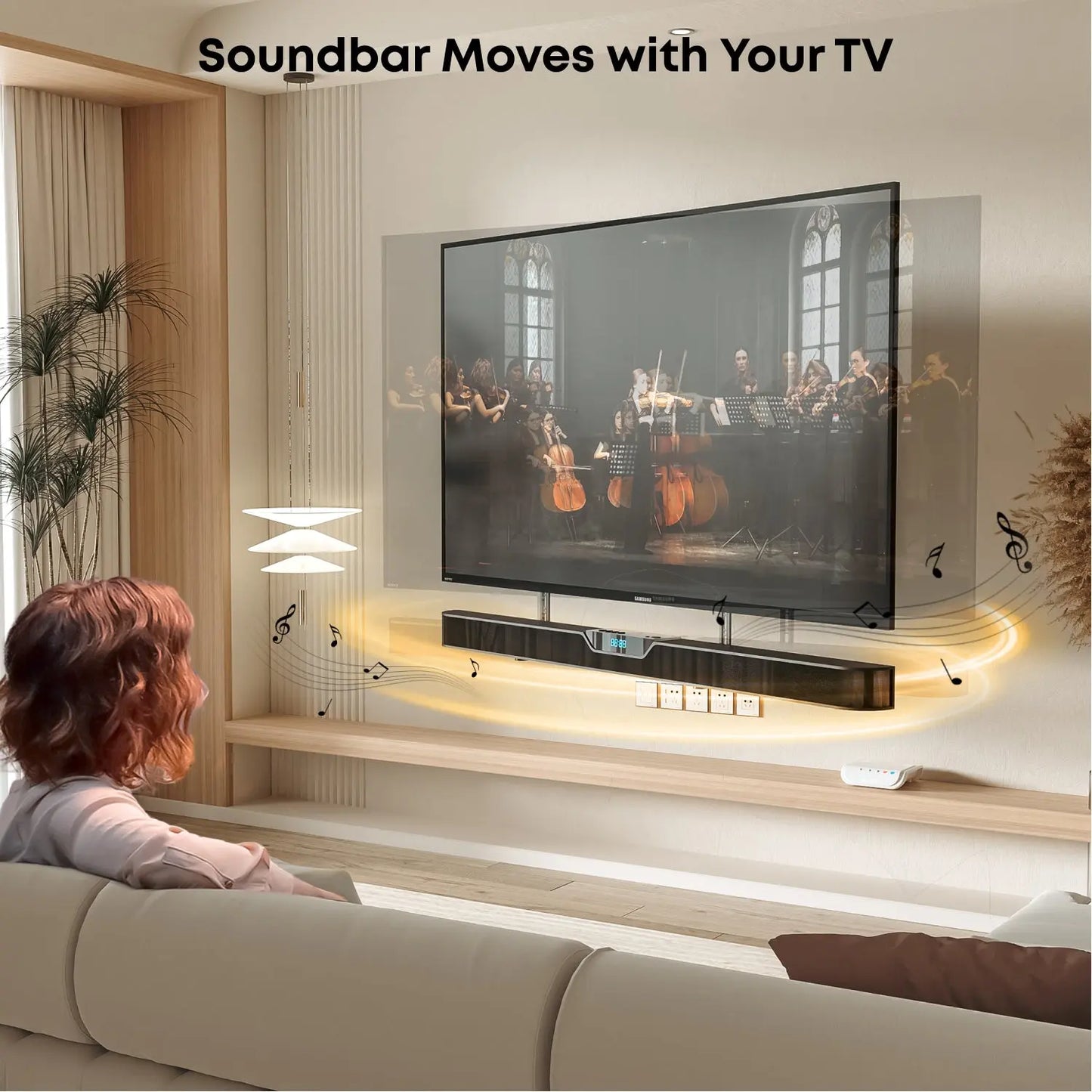 PUTORSEN Soundbar Mount Bracket for Mounting Under or Above TV, Fits Most Sound Bars Up to 33 Lbs, for Max 90'' TV, with 3 Extension Arms and 1 L-Brackets PUTORSEN