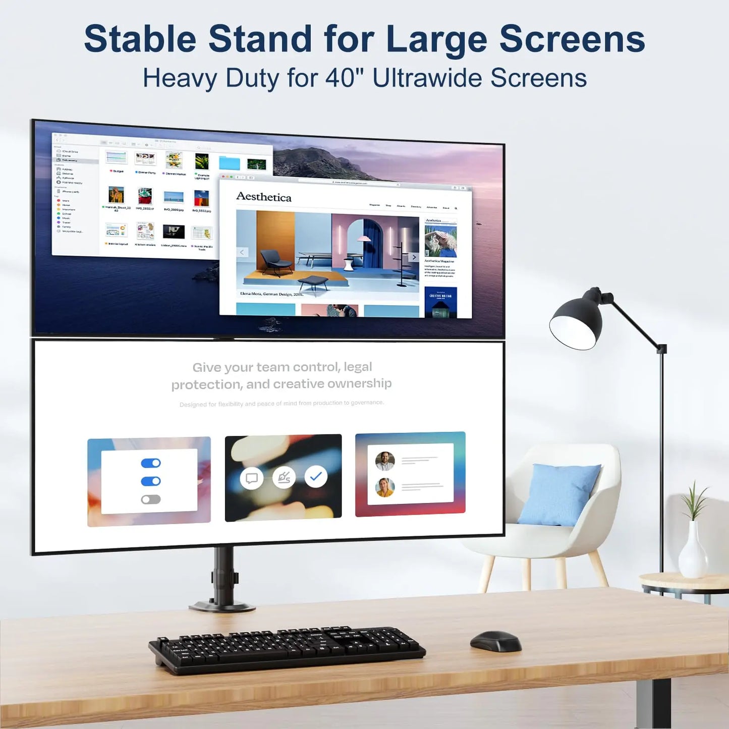 PUTORSEN Stacked Monitor Mount - Extra Tall Vertical Monitors Stand for 17-40 Inch Screen, Fully Adjustable and Hold 26.4 lbs per Arm, VESA 75/100 mm PUTORSEN