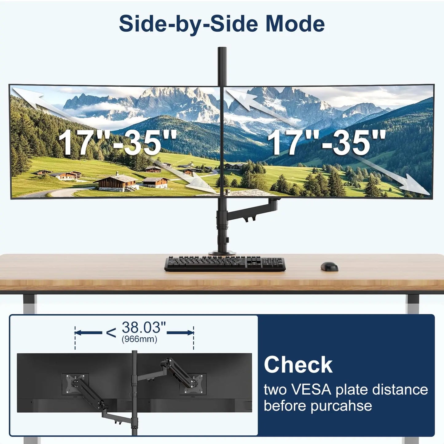 PUTORSEN Stacked Monitor Mount - Extra Tall Vertical Monitors Stand for 17-40 Inch Screen, Fully Adjustable and Hold 26.4 lbs per Arm, VESA 75/100 mm PUTORSEN