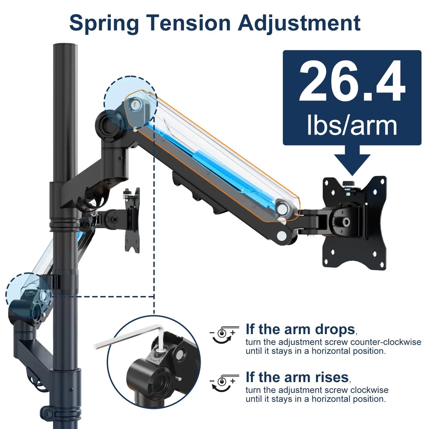 PUTORSEN Stacked Monitor Mount - Extra Tall Vertical Monitors Stand for 17-40 Inch Screen, Fully Adjustable and Hold 26.4 lbs per Arm, VESA 75/100 mm PUTORSEN