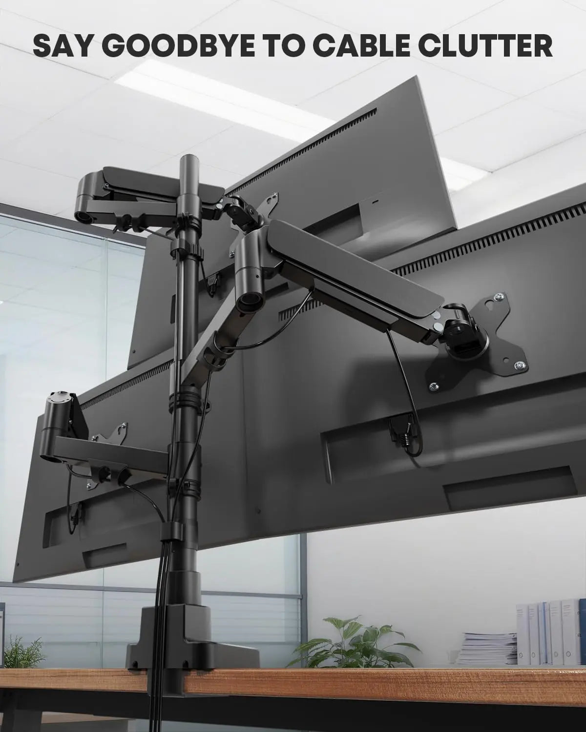 PUTORSEN Triple Monitor Mount for up to 32-inch Screens, 9kg Gas Spring Arm (Each), VESA 75×75/100×100 mm, Black PUTORSEN